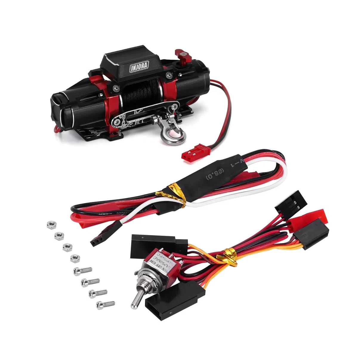INJORA Verricello Simulato in Metallo con Doppio Motore per Upgrade Crawler RC in Scala 1/10 SCX10 TRX4