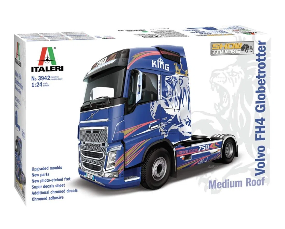Italeri 3942 Volvo FH4 Globetrotter Medium Roof Scala 1:24, modellismo, Model Kit, Camion, showtrucks, plastica