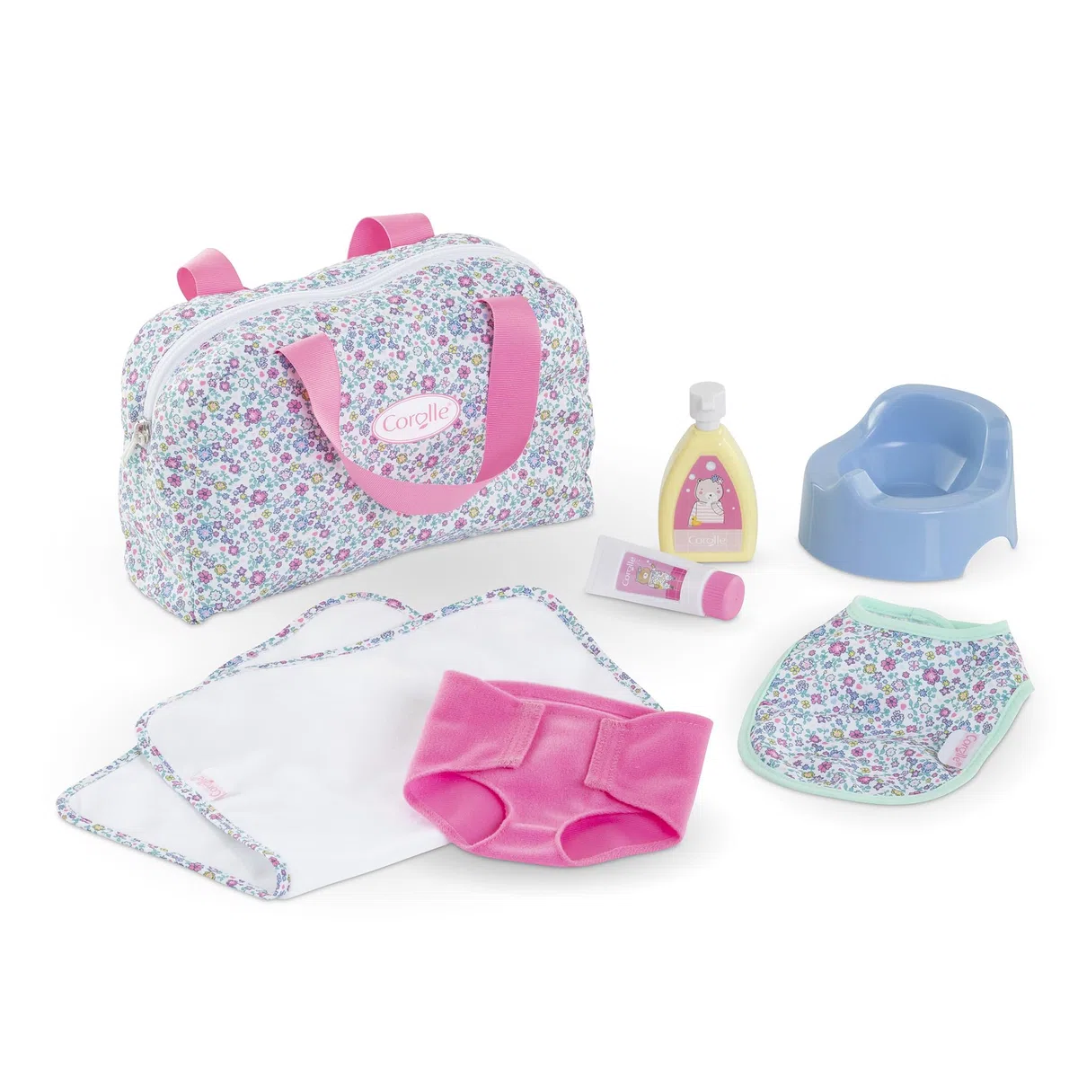 Accessoires poupons - COROLLE - Coffret Accessoires a Langer Floral - 7 accessoires - des 2 ans