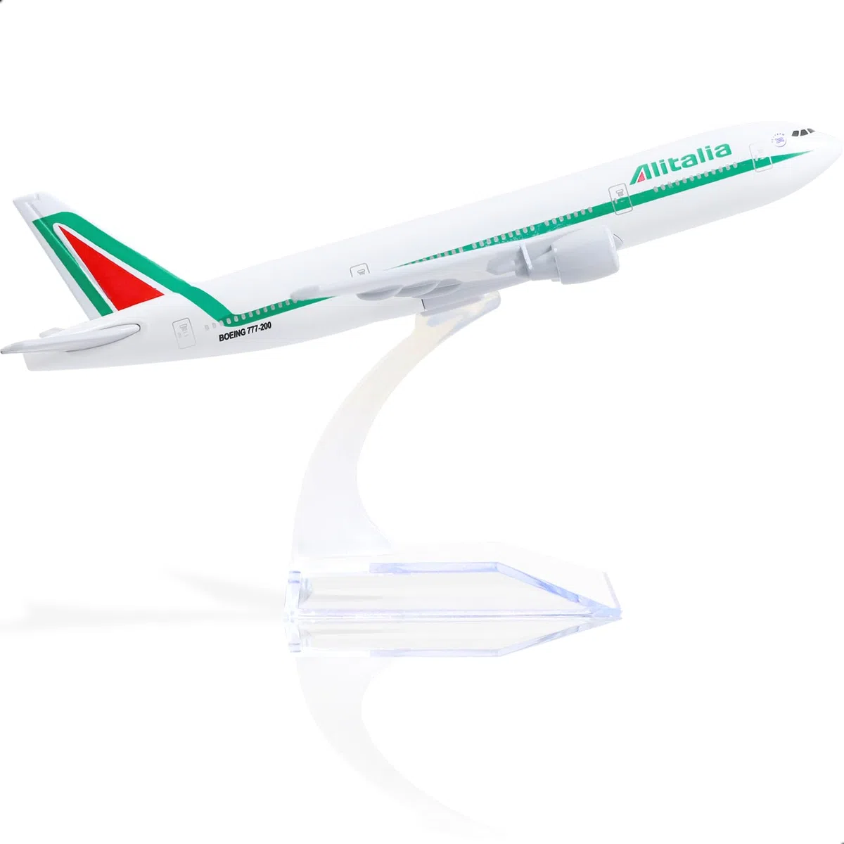 Boeing 777 Alitalia Italiana Airlines 1/400 Modello di aeroplano in metallo pressofuso con supporto Collezione di modelli di aeroplani per regalo per gli appassionati di aviazione