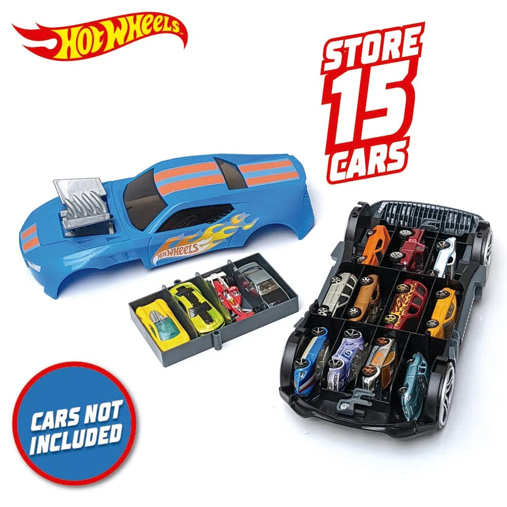 Hot Wheels Car Storage 2 in 1 Race N' Haul free wheel Case con manico retrattile – memorizza fino a 15 auto (auto non incluse)