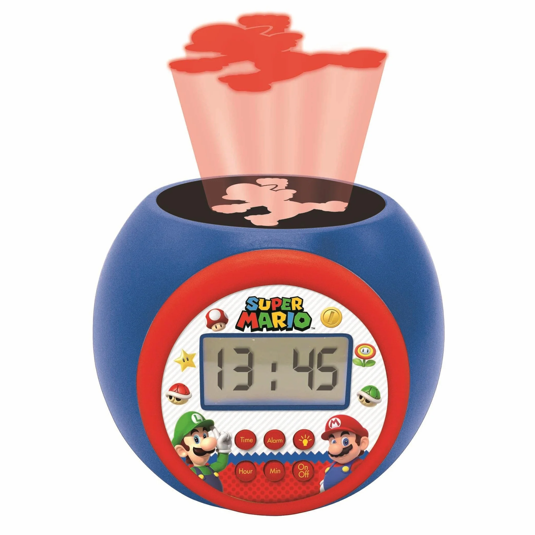 Lexibook - Nintendo Super Mario Sveglia con proiettore con Snooze Funzione, Luce Notturna con Timer, Schermo LCD, a Batteria, RL977NILXB
