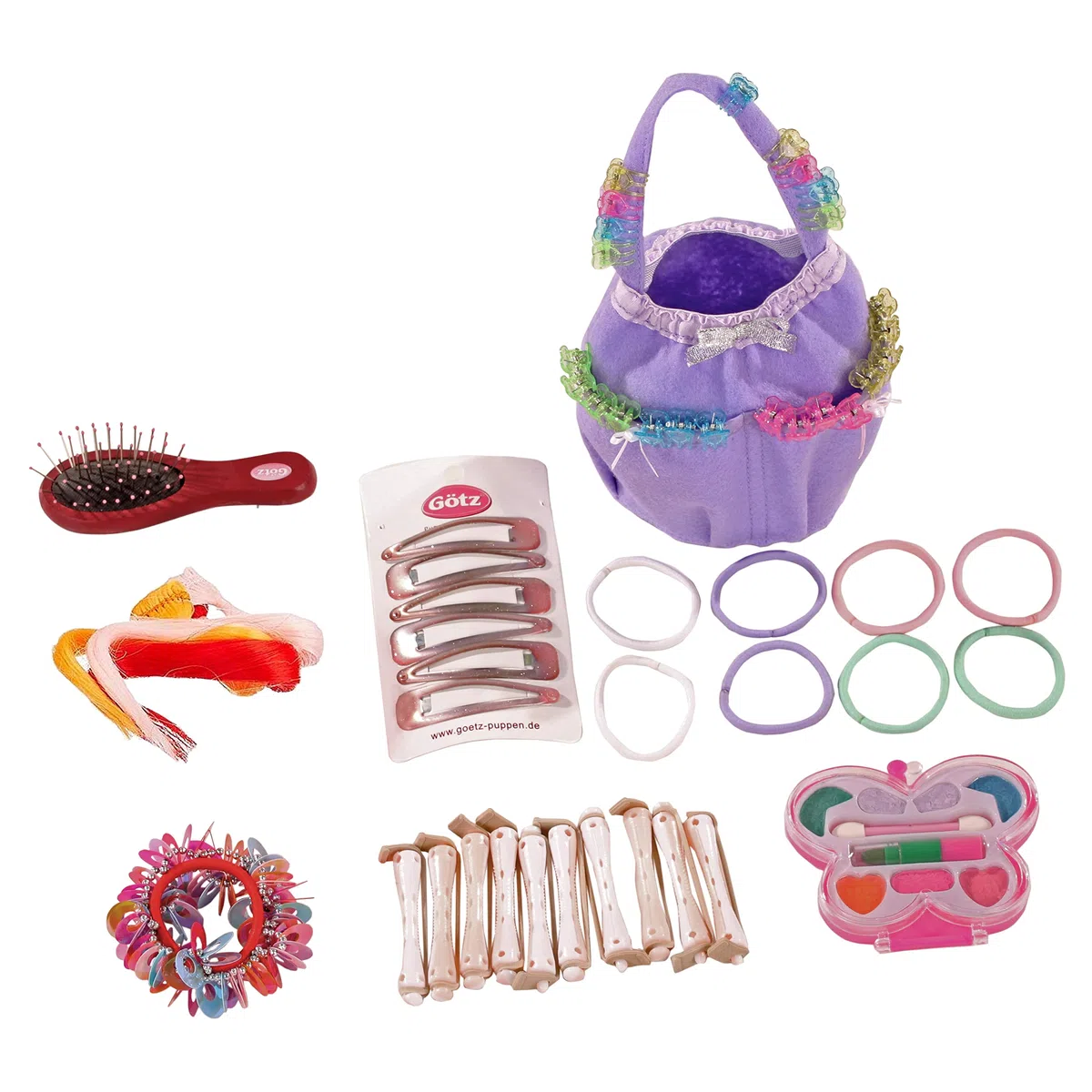 Götz 1192052 parrucchino con capelli biondi e occhi azzurri - testina per parrucchiere e trucco alta 28 cm in set da 57 pezzi - adatto per ragazze dai 3 anni in su
