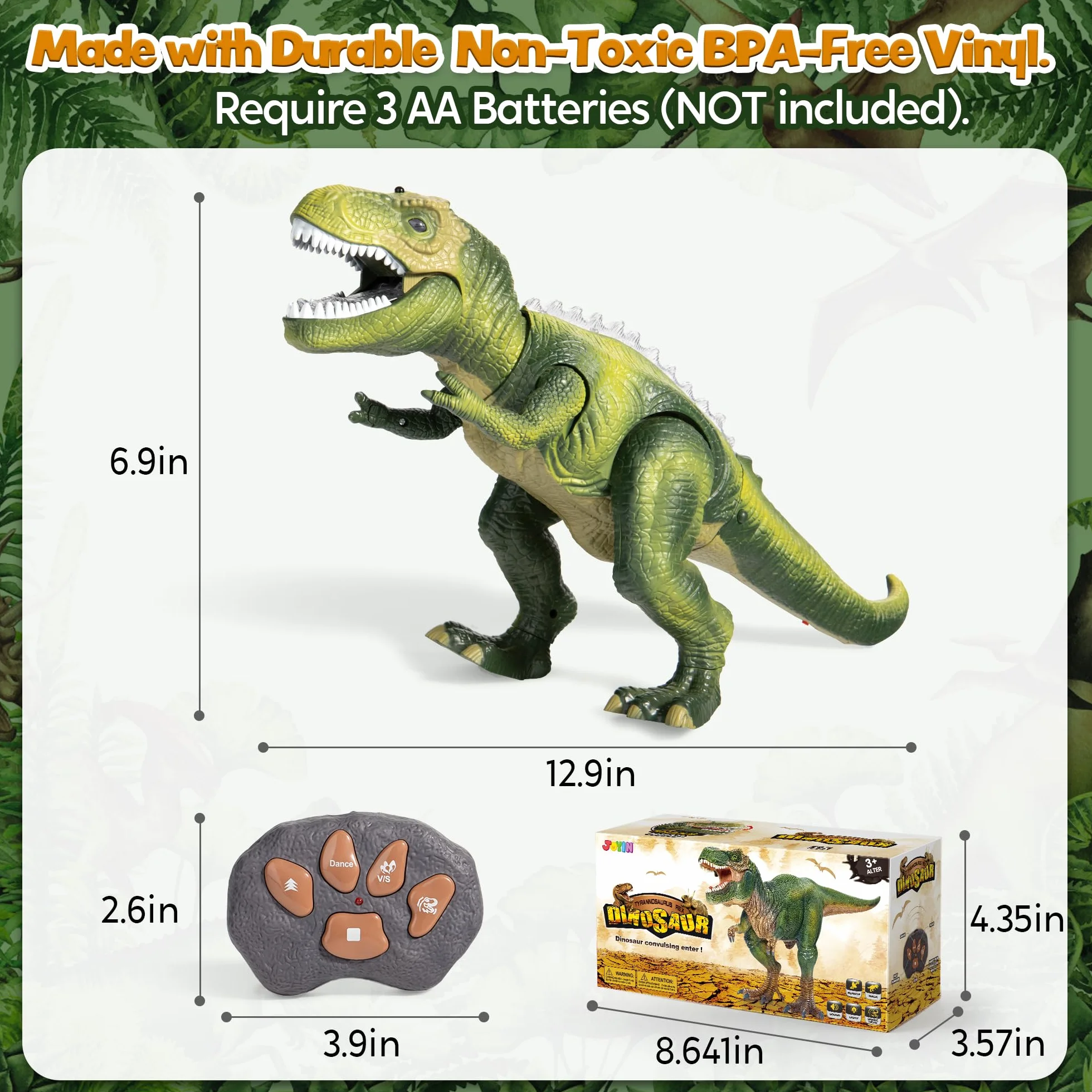 JOYIN LED Dinosauro Telecomandato Camminando e Ruggendo Giocattoli di Dinosauro T-Rex Realistici con Occhi Luminosi, Movimento a Piedi, Scuotendo la Testa per i Bambini Ragazzi Ragazze