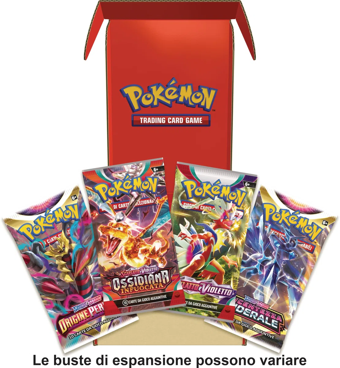 Confezione di buste assortite del GCC Pokémon (quattro buste di espansione per un totale di 40 carte; può contenere più buste della stessa espansione), edizione in italiano. Esclusiva Amazon