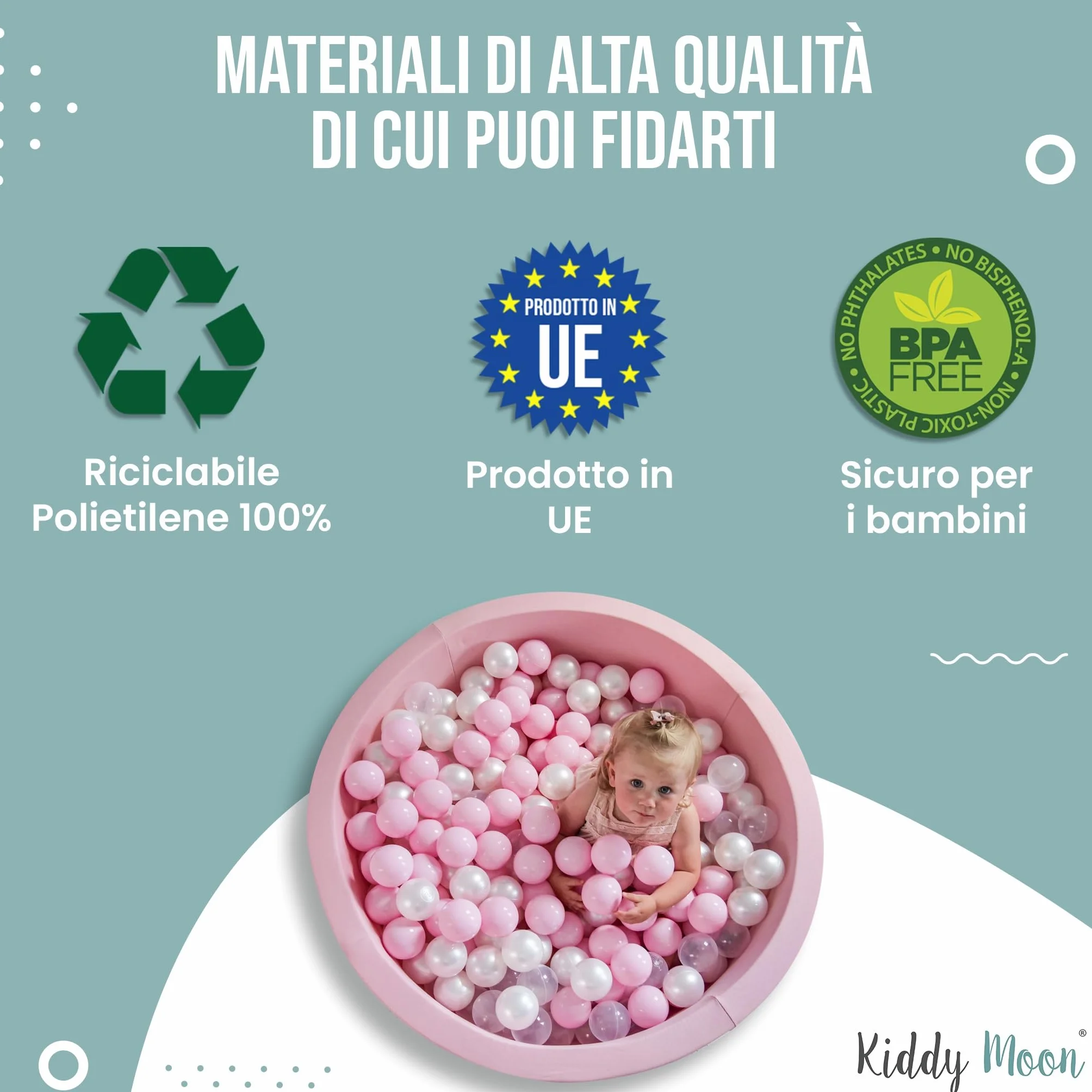 KiddyMoon 100 Palline/7Cm Palline Morbide Colorate Per Piscina Bambini Fatto In EU, Arancione