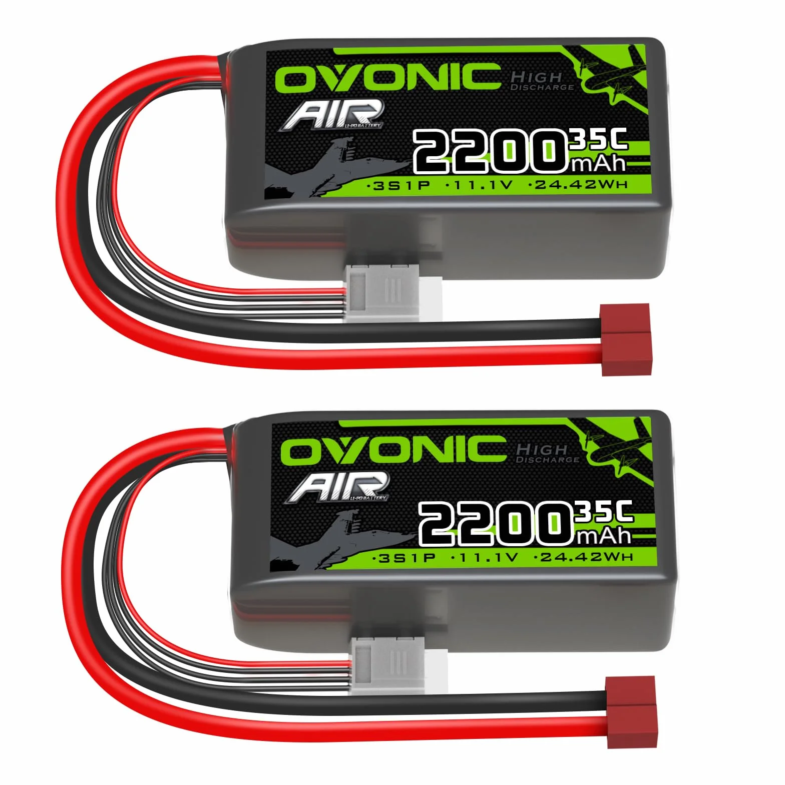 OVONIC Batteria Lipo 3s 35C 2200mAh 11.1V Batteria Short Pack con Deans per RC Heli Aereo Quadcopter RC Auto Multi-Motore Elicottero Fai da Te Hobby (2 pezzi)