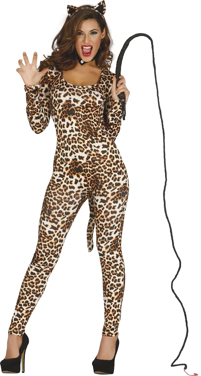 FIESTAS GUIRCA | Costume da Leoparda per Donna - Tuta, Coda e Cerchietto - Costumi Animali per Addii al Nubilato, Halloween, Carnevale e Feste in Maschera