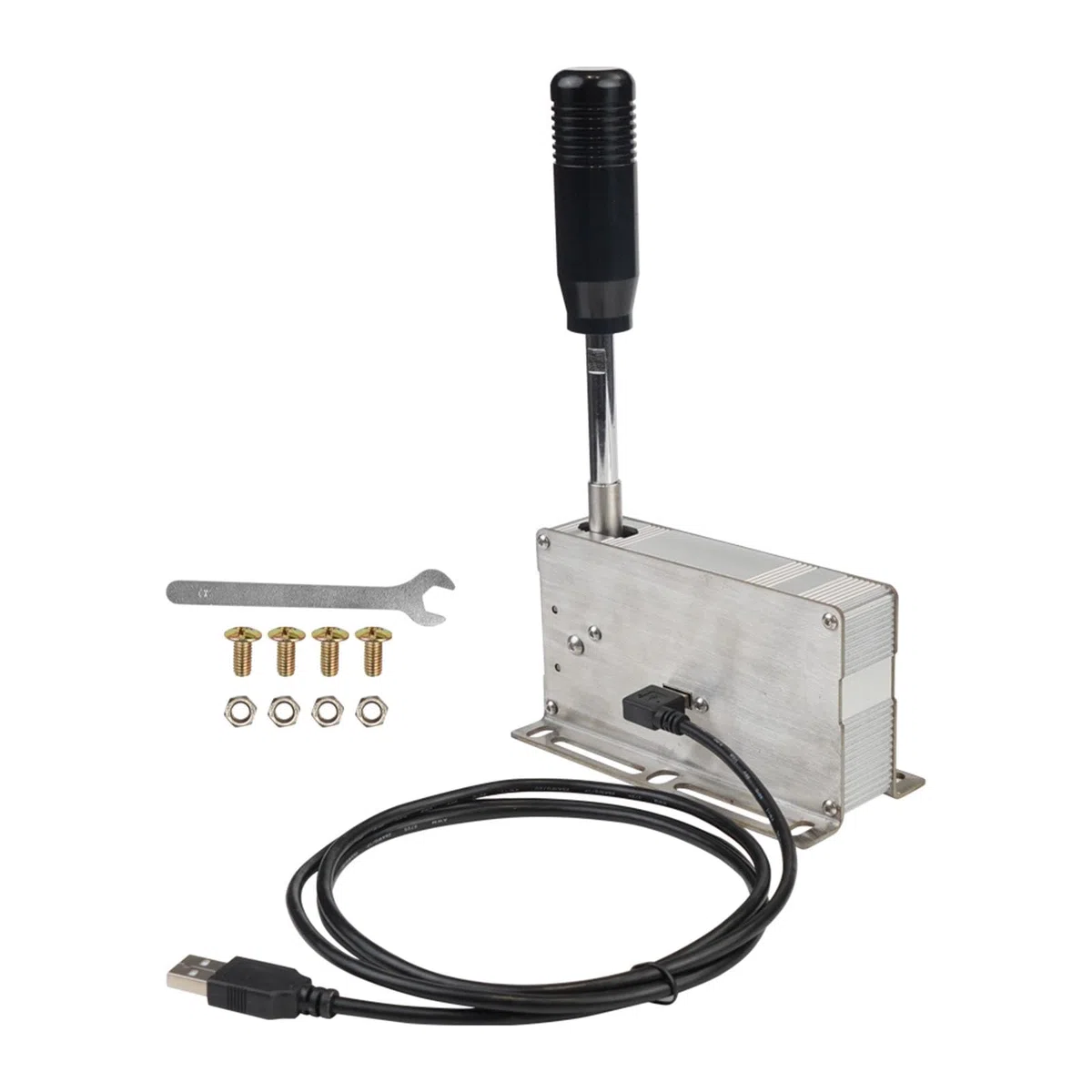 Qianly USB Sequenziale Shifter Metallo PC Cambio Sequenziale Simulazione Videogioco PC Freno a Mano USB per Simulatore Compatibile con Volante TMX G, Nero