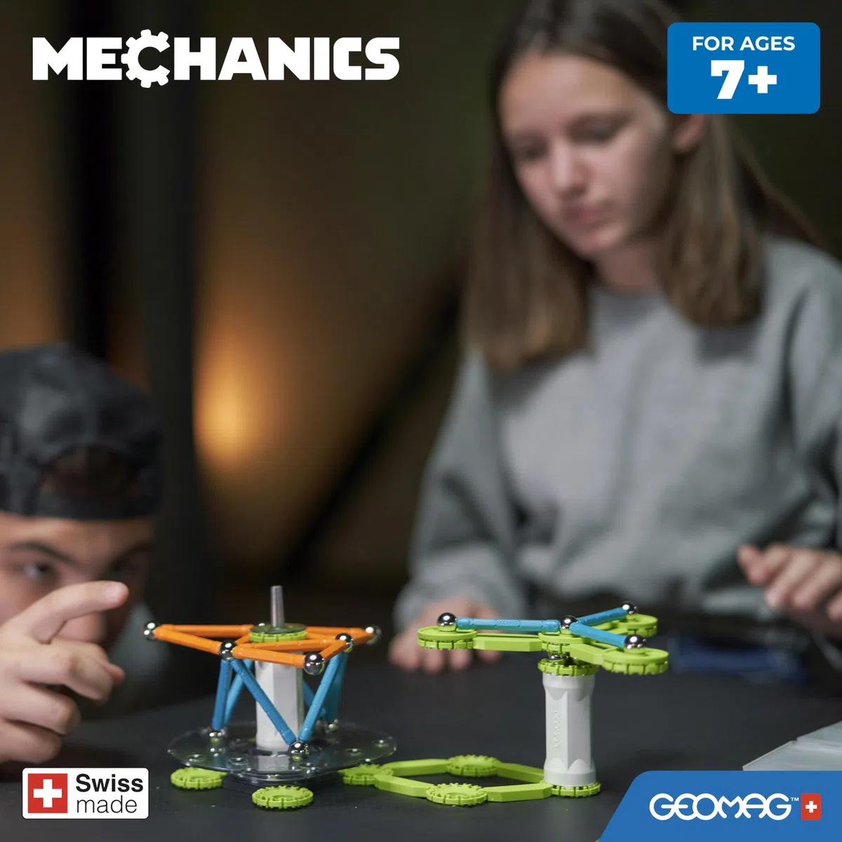 Geomag - Mechanics Motion Magnetic Gears - Gioco Educativo e Creativo per Bambini - Costruzioni Magnetiche - Confezione da 96 Pezzi