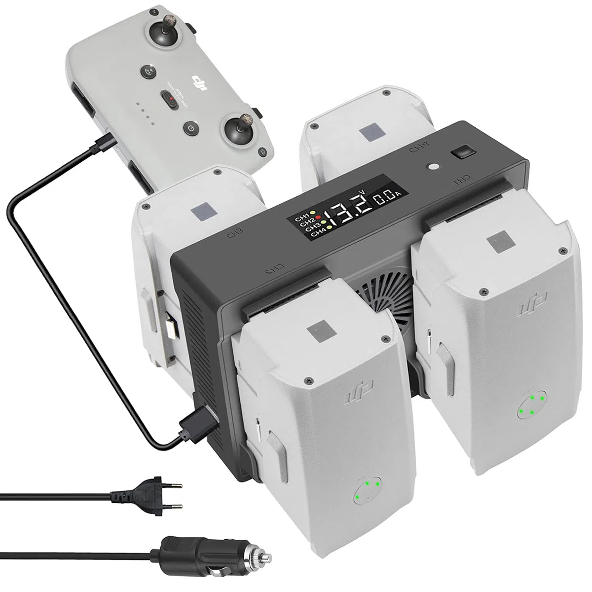 Caricabatterie da muro e da auto per DJI Air 2S, Mavic Air 2 Drone, 5 in 1 Caricatore,Ricarica 4 Batterie, Stazione di Ricarica Carica Batteria Accessori