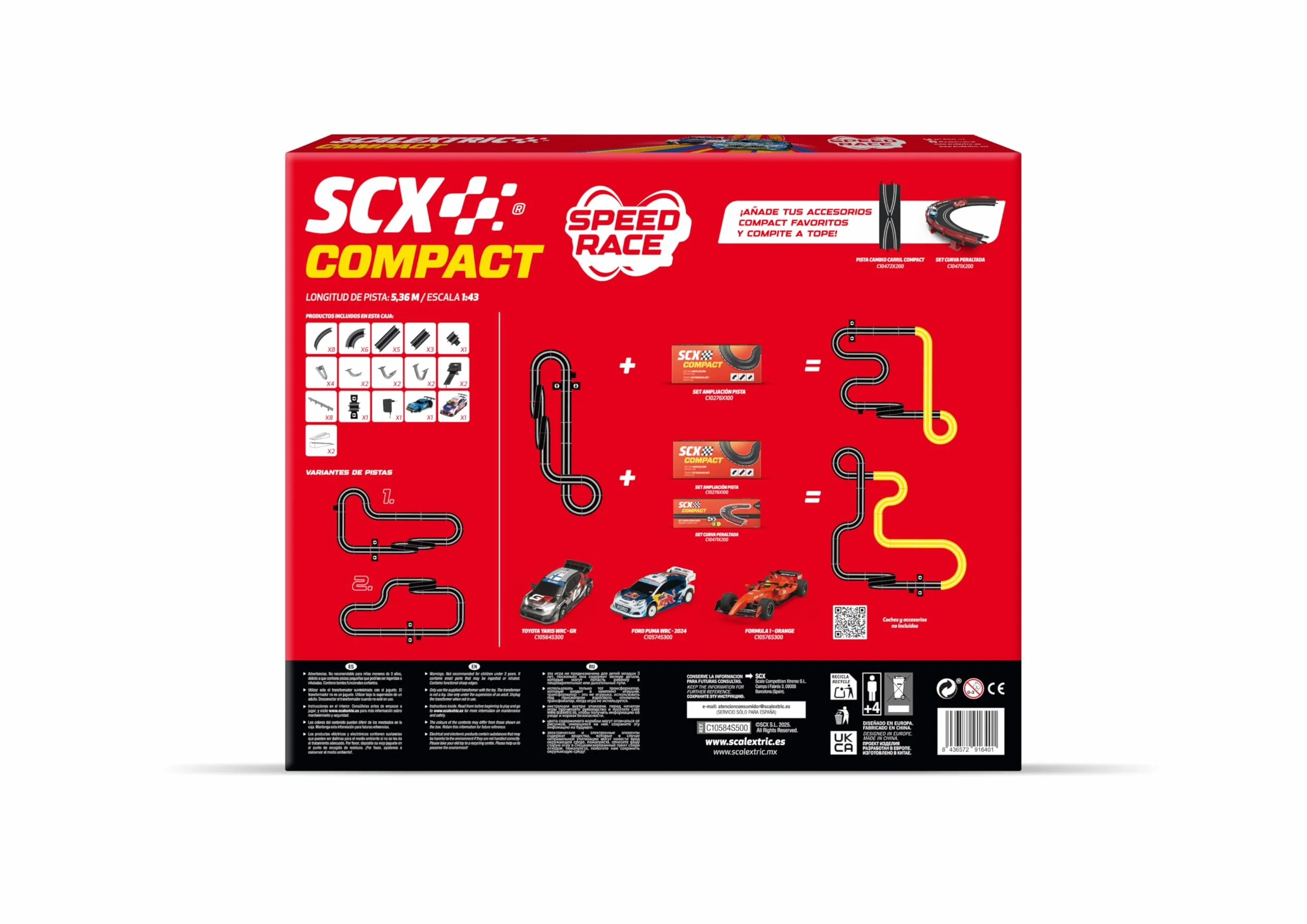 SCALEXTRIC - Circuito Compact - Traccia completa - 2 Auto incluse - Scala 1:43 (Circuito Compact Speed Race)