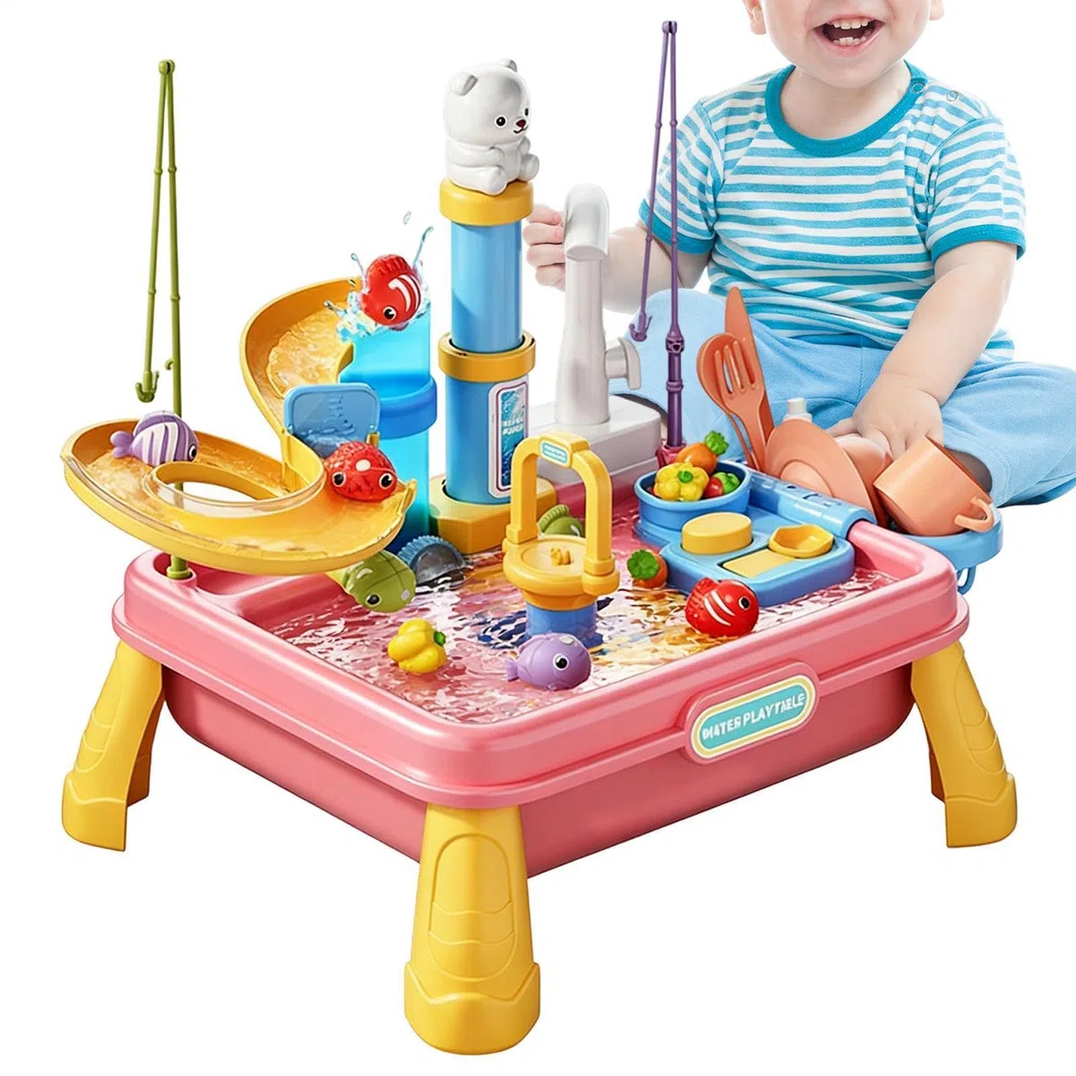 Tavolo Acquatico Per Bambini Esterno, Giocattolo Da Con Pompa Elettrica, Attività Sensoriali All'aperto Con Pompa Integrata, Tavolo Da Gioco Con Acqua, Per Bambini Bambine 4 Agli 8 Anni, Per Patio