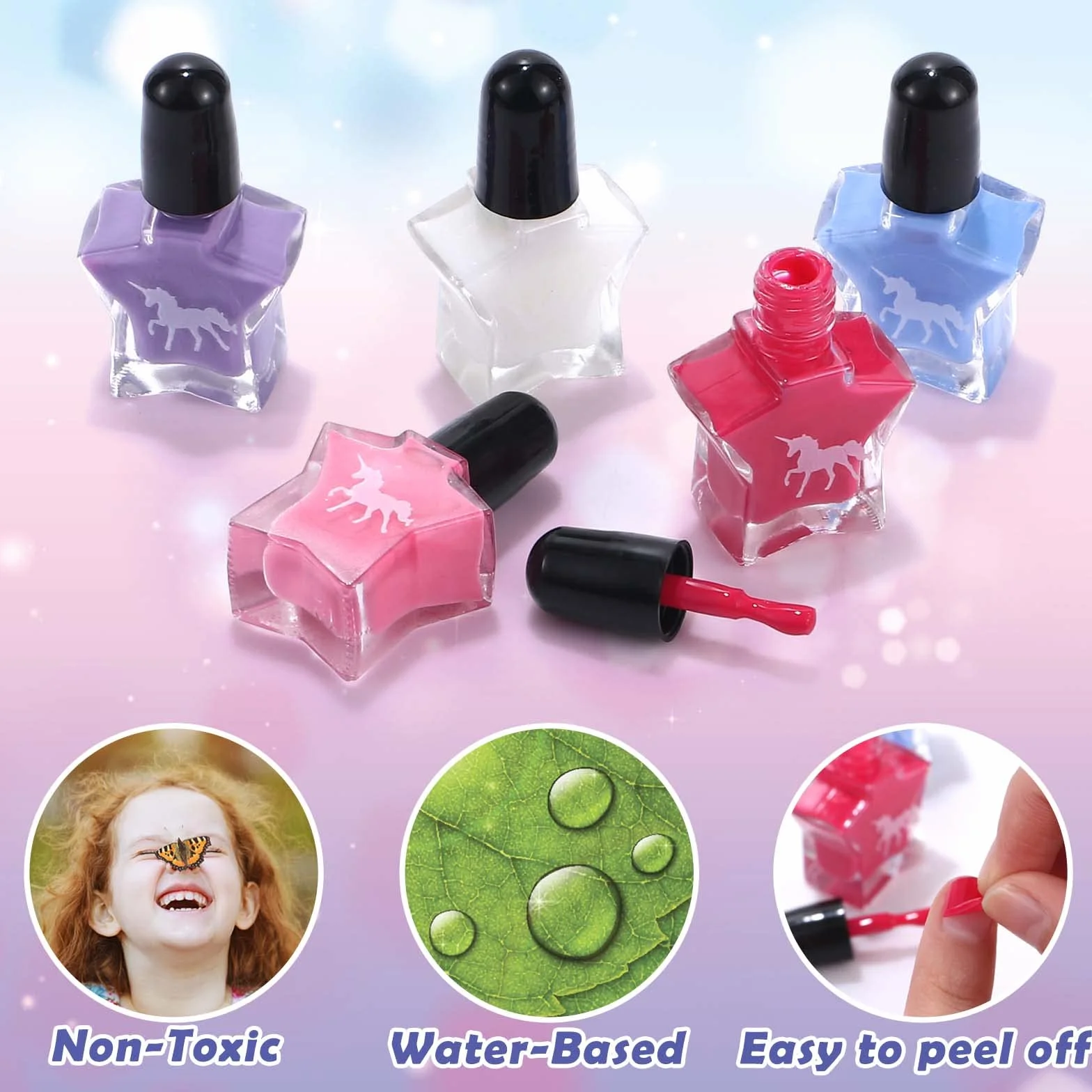 Tacobear Kit Unghie per Bambina 6-12 Anni - Peel Off Smalto, Asciuga Unghie, Adesivi Set Manicure Gioco Trucchi Compleanno Regalo 5-12 Anni