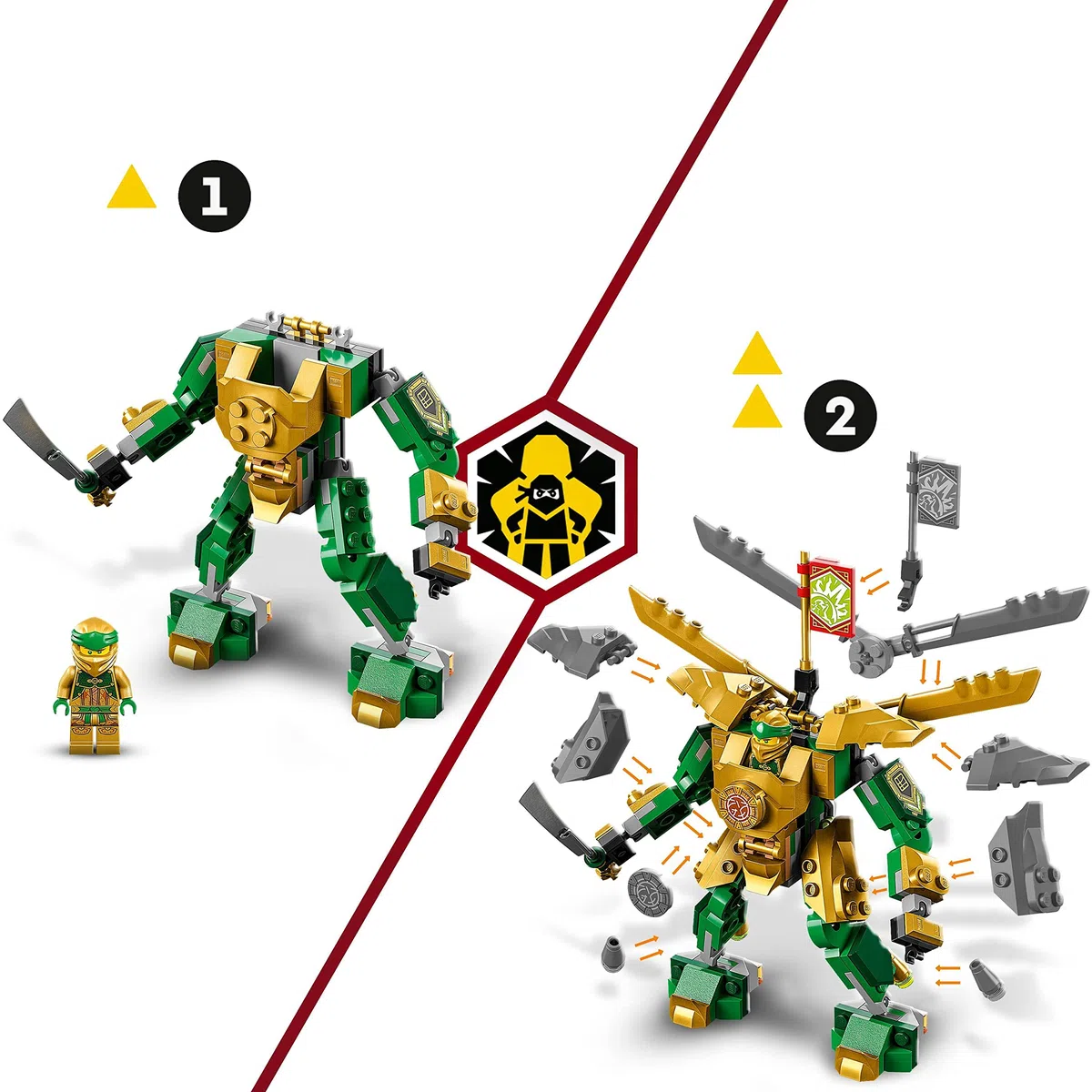 LEGO NINJAGO Mech da Battaglia di Lloyd - EVOLUTION, Set con 2 Action Figure e Potenziamenti, Giochi per Bambini dai 6 Anni in su con Minifigure 71781