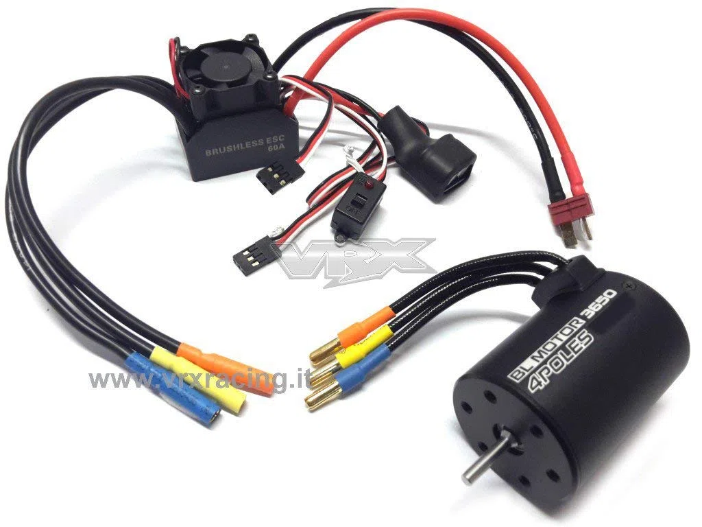 VRX Combo Rocket Motore 3650 2300KV + Esc 60A Brushless Rocket Waterproof (Diametro Albero da 3.17mm)