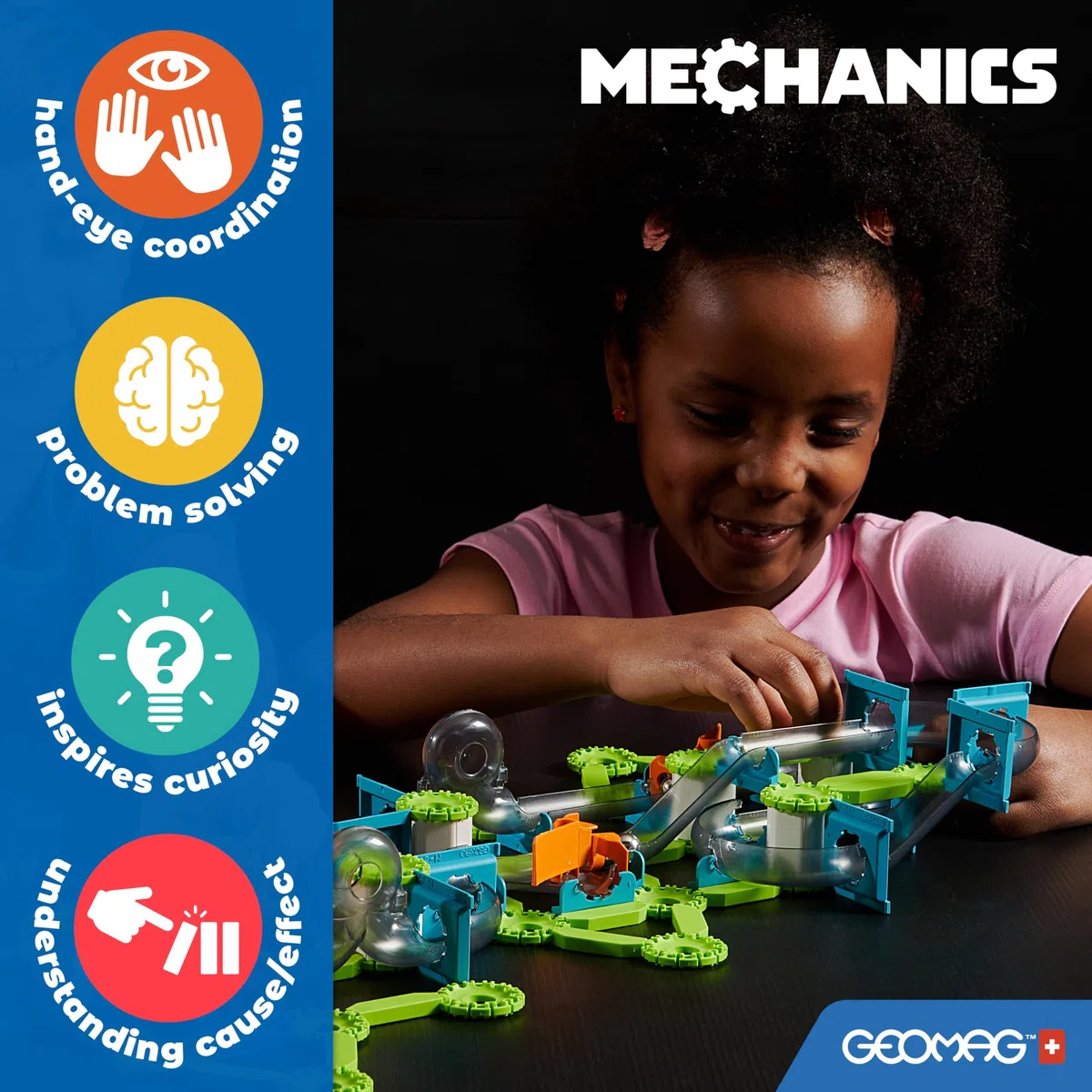 Geomag - Mechanics Motion Magnetic Gears - Gioco Educativo e Creativo per Bambini - Costruzioni Magnetiche - Confezione da 96 Pezzi