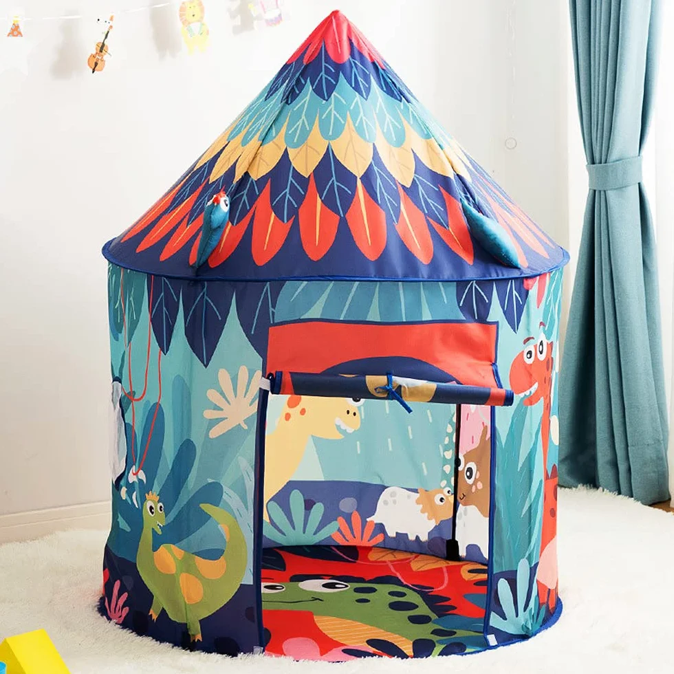 tenda da gioco per bambini,capanna con drago, casetta per interni e esterni, con borsa per il trasporto (con anello in plastica)