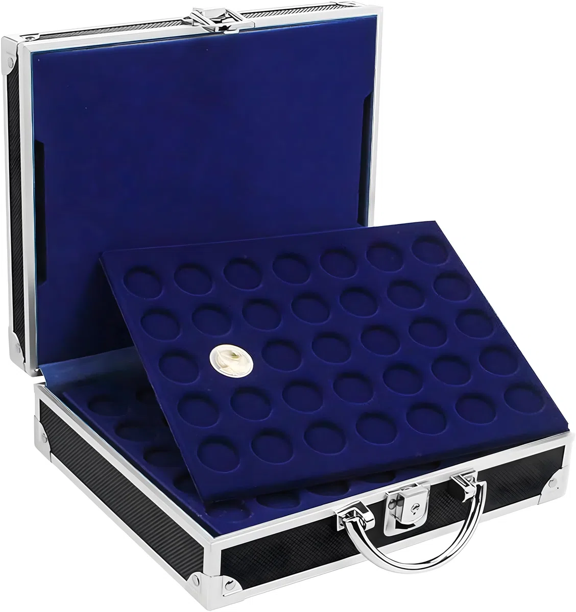 SAFE 9801 Valigia porta monete collezione in alluminio | con 6 vassoi per 200 monete di diverse dimensioni | Per 2 euro commemorativi, monete euro da collezione