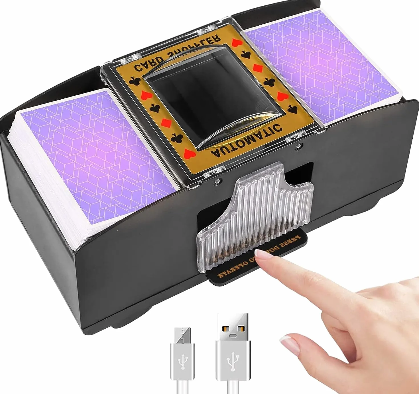 Macchina automatica Shuffler di carte, 2 carte di miscelazione elettronica, gioco a ponte della macchina Shuffler della carta, USB+batteria elettrica Shuffler di carte da gioco automatico del poker