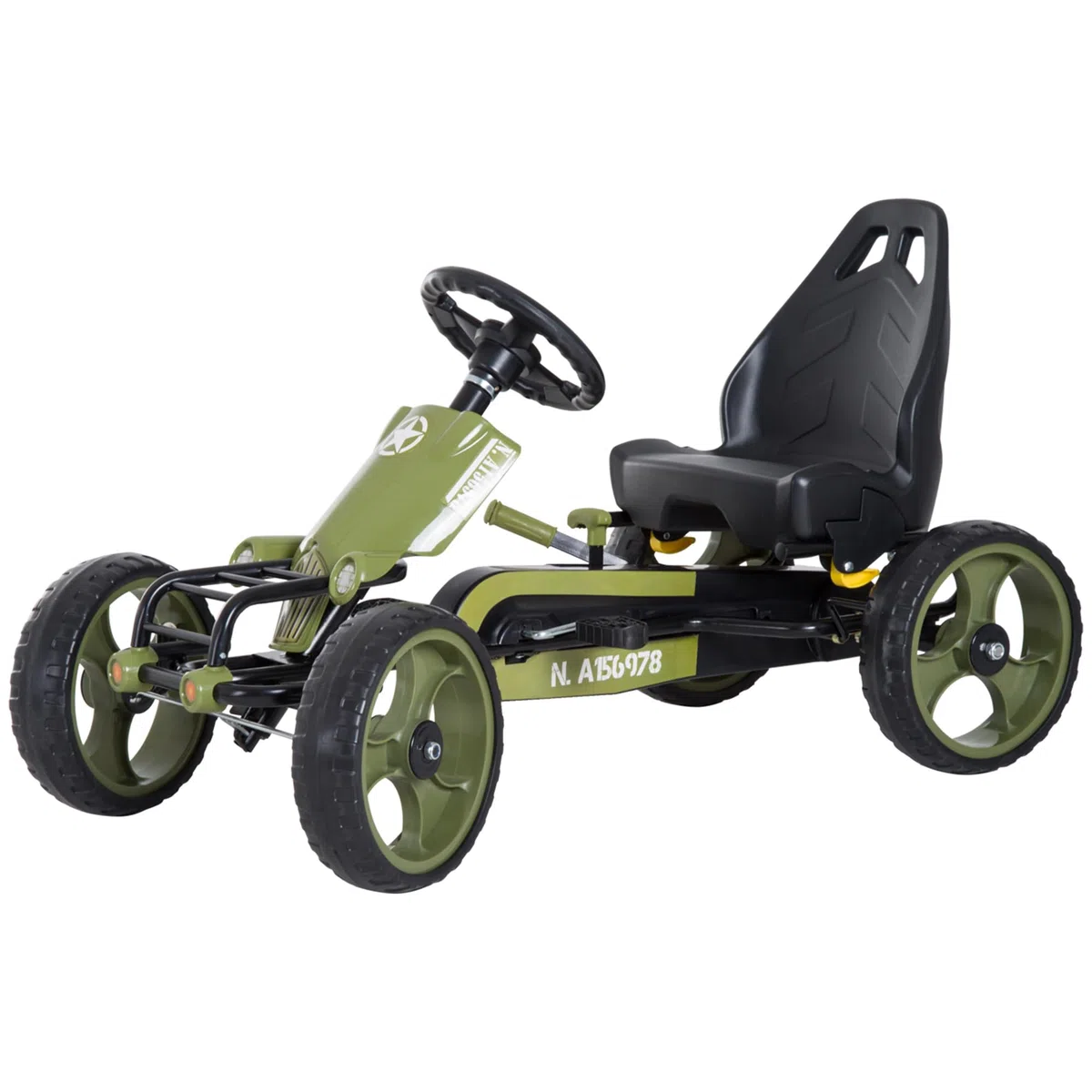 HOMCOM Go Kart a Pedali per Bambini con Freno a Mano e Sedile Regolabile, Kart per Bambini 3-6 Anni con Pedale Antiscivolo e 4 Ruote in EVA, Verde