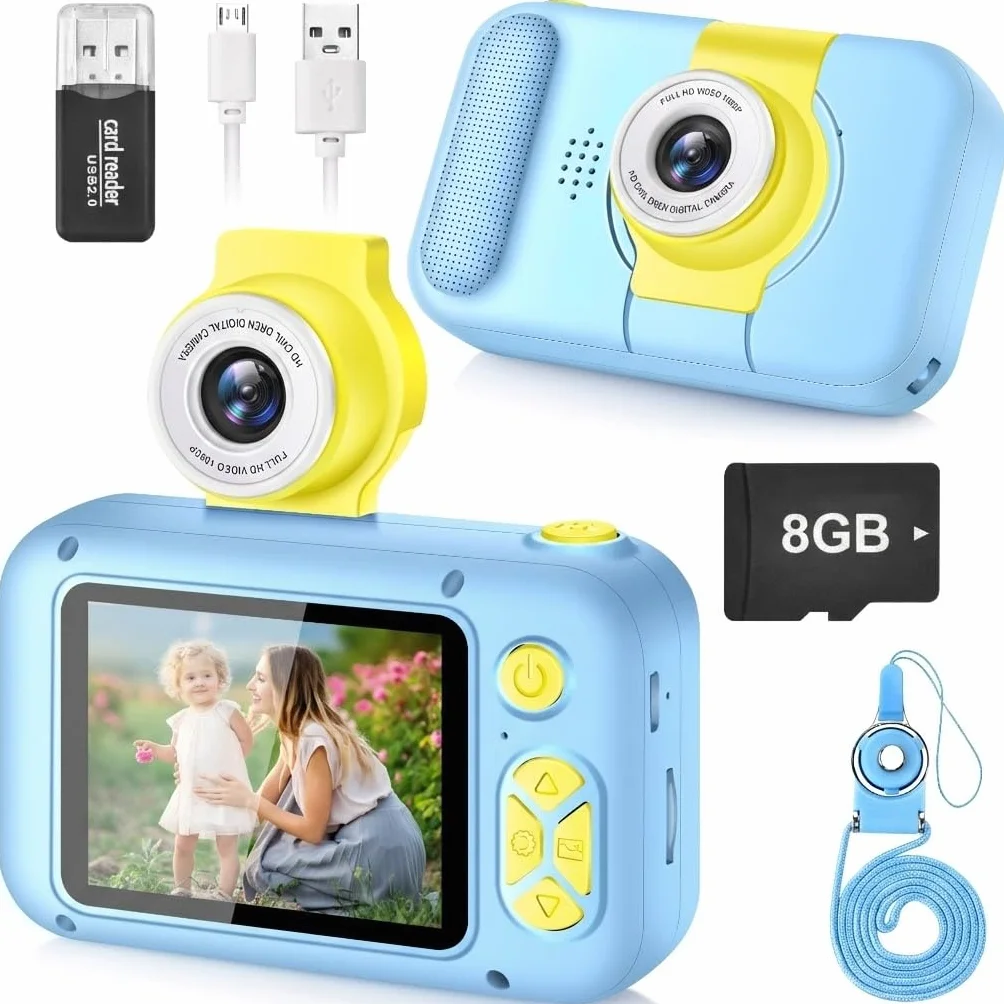 ARNSSIEN Fotocamera Bambini 1080P 2,4" Digitale 180° Flip Len Regalo Bambino 3-12 anni X101