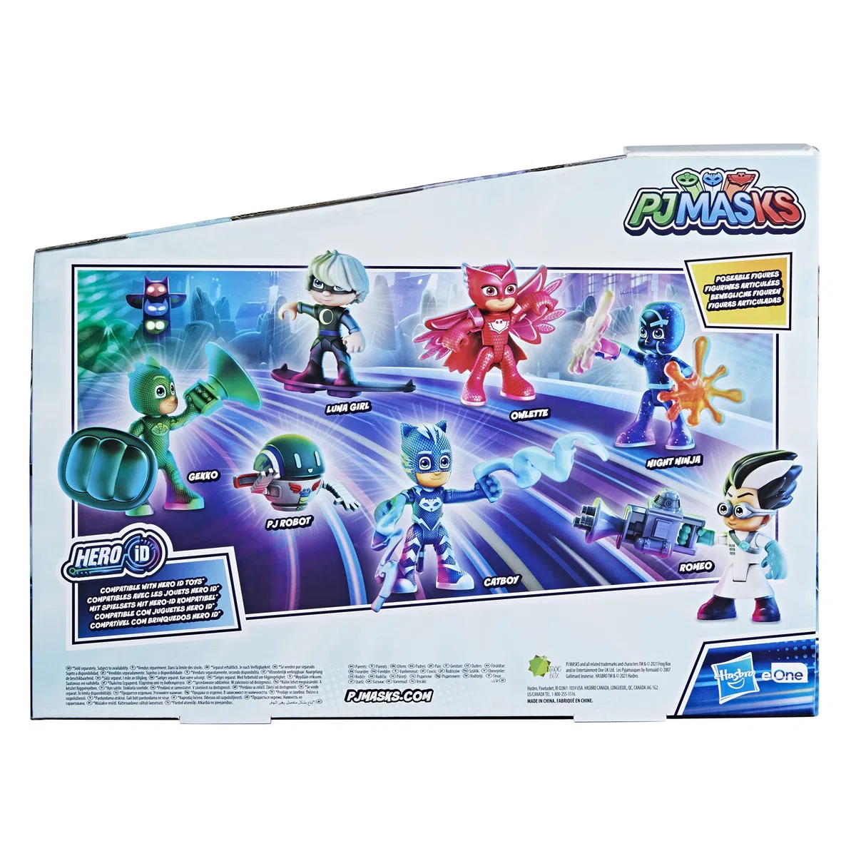 PJ Masks Hasbro Super Pigiamini, Eroi e Cattivi, Set per Età Prescolare con 7 Action Figure con 10 Accessori, per Bambini Dai 3 Anni in Su, Multicolore, ‎38.1 x 4.4 x 27.9 cm