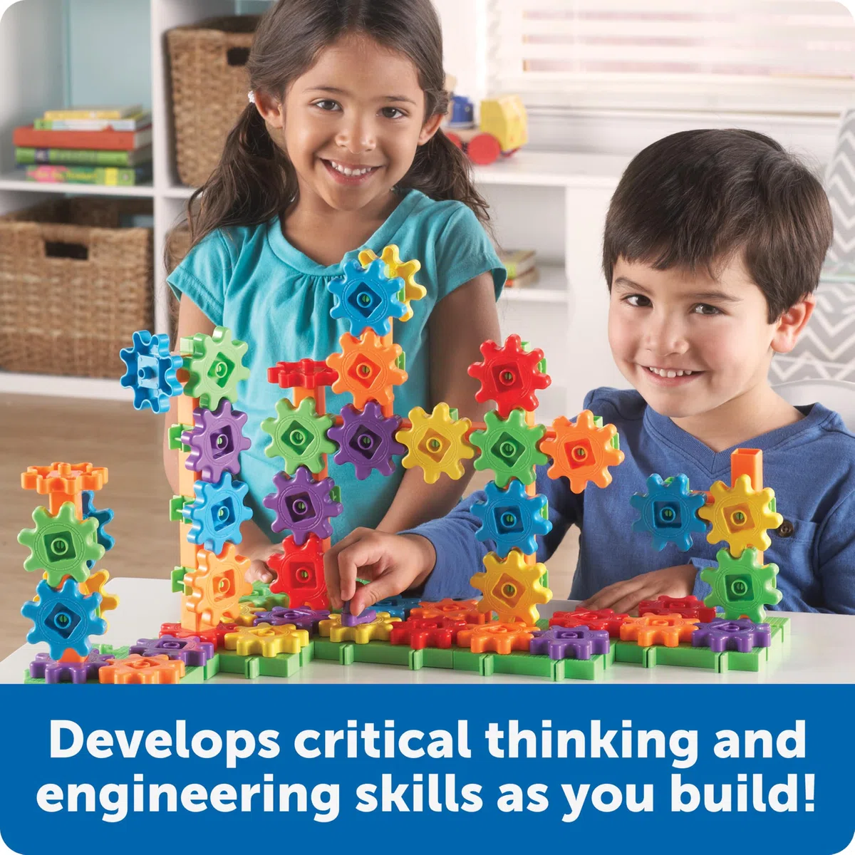 Learning Resources Gears Gears Gears Set Costruzioni Ingranaggi 100 Pezzi per Bambini 3+ Gioco STEM Motricità Fine creatività Regalo Natale Educativo