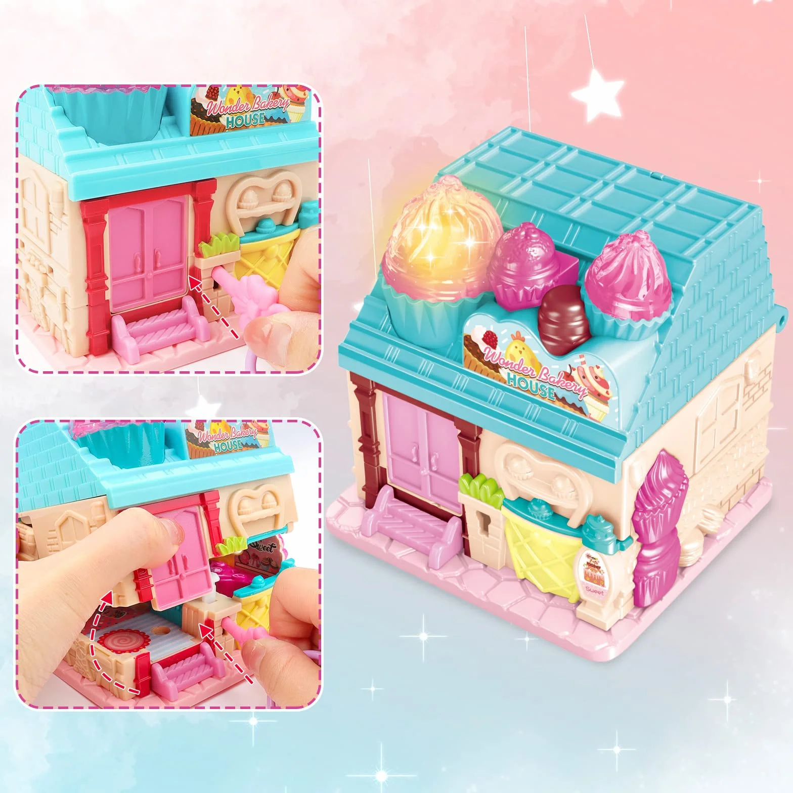 deAO Casa delle Bambole,Casa in Miniatura,Mondo dei Panifici,Mini casa delle Bambole da asporto,Adatto a Partire dai 3 Anni,Regalo di Compleanno di Natale