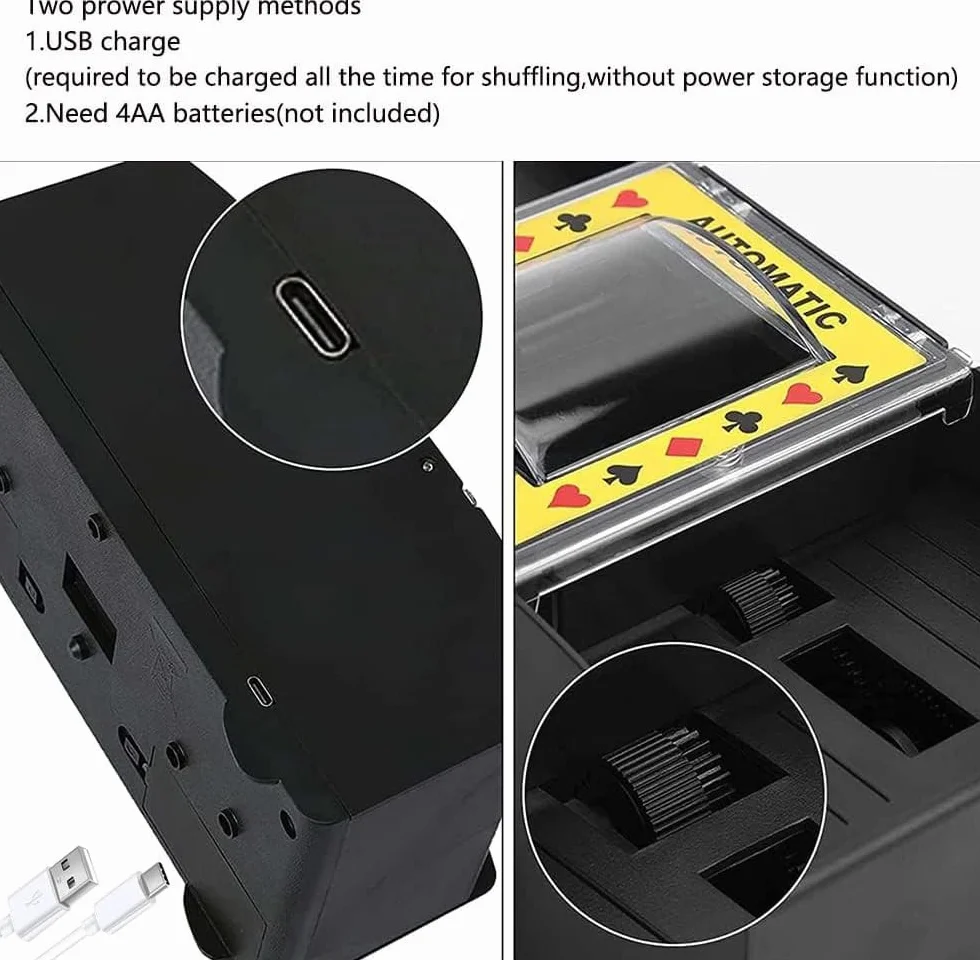 Macchina automatica Shuffler di carte, 2 carte di miscelazione elettronica, gioco a ponte della macchina Shuffler della carta, USB+batteria elettrica Shuffler di carte da gioco automatico del poker
