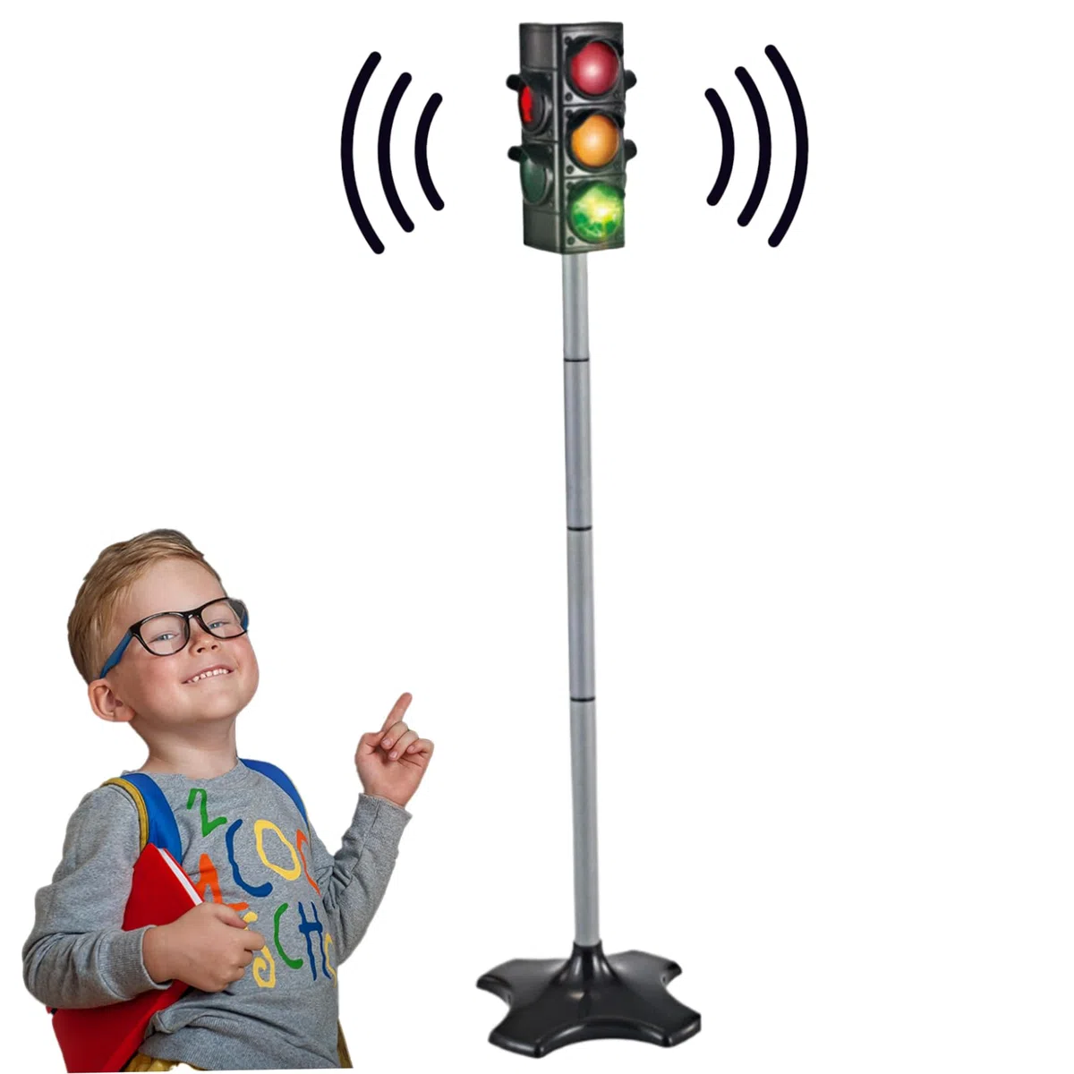 Giocattolo semaforico: 49'' con Suono e Luce modalità Manuale/Automatica Realistico Alimentato a Batteria Educativo di Sicurezza per Bambini