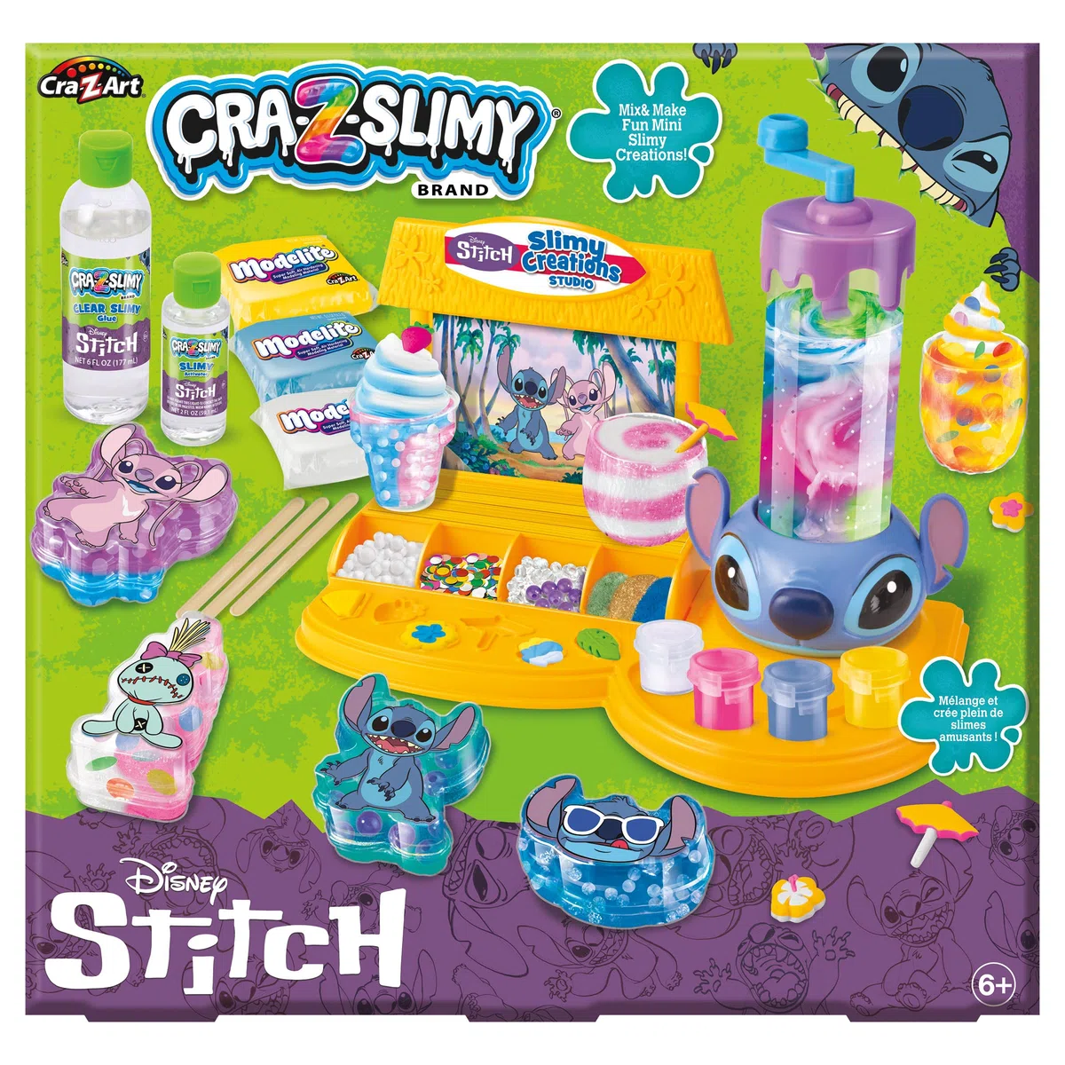Lexibook, Disney Stitch, Studio Creazione di Slime, Bianco Rosa Blu Giallo, CRSLIM51D