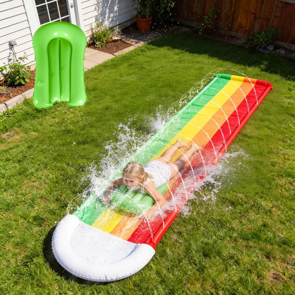 Scivolo Gonfiabile Acquatico, 480x76 cm Scivolo d'Acqua con Bodyboards, Scivolo Gonfiabile D Acqua, Scivolo Ad Acqua da Giardino per Festa Estiva, attività Acquatiche All'aperto, Spiaggia