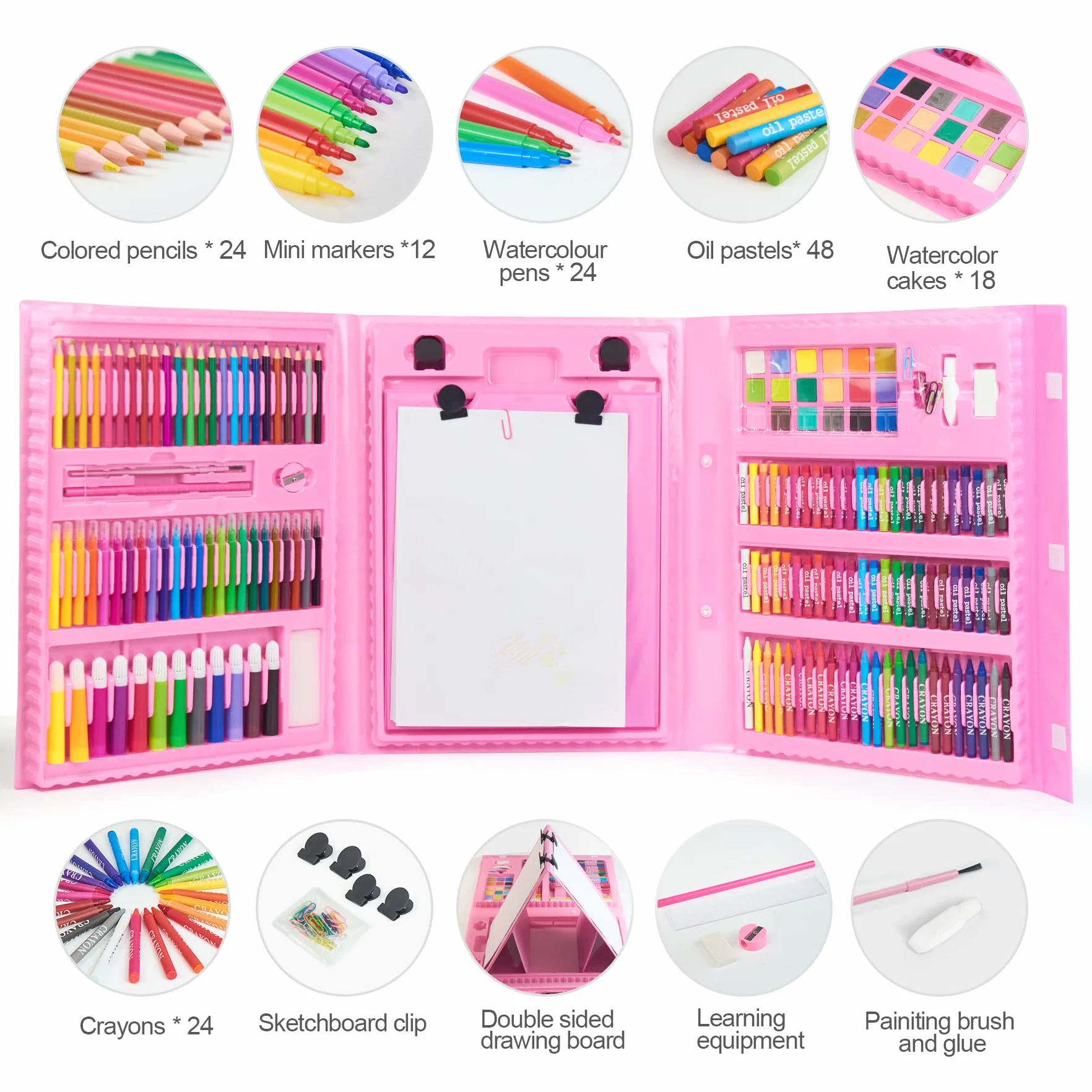 TOMMYHOME Kit da disegno 208 pezzi Deluxe Coloring Art Set per bambini 4-12 Disegnare e Pittura Set con Acquerello Disegno Matite Coloranti per Bambini