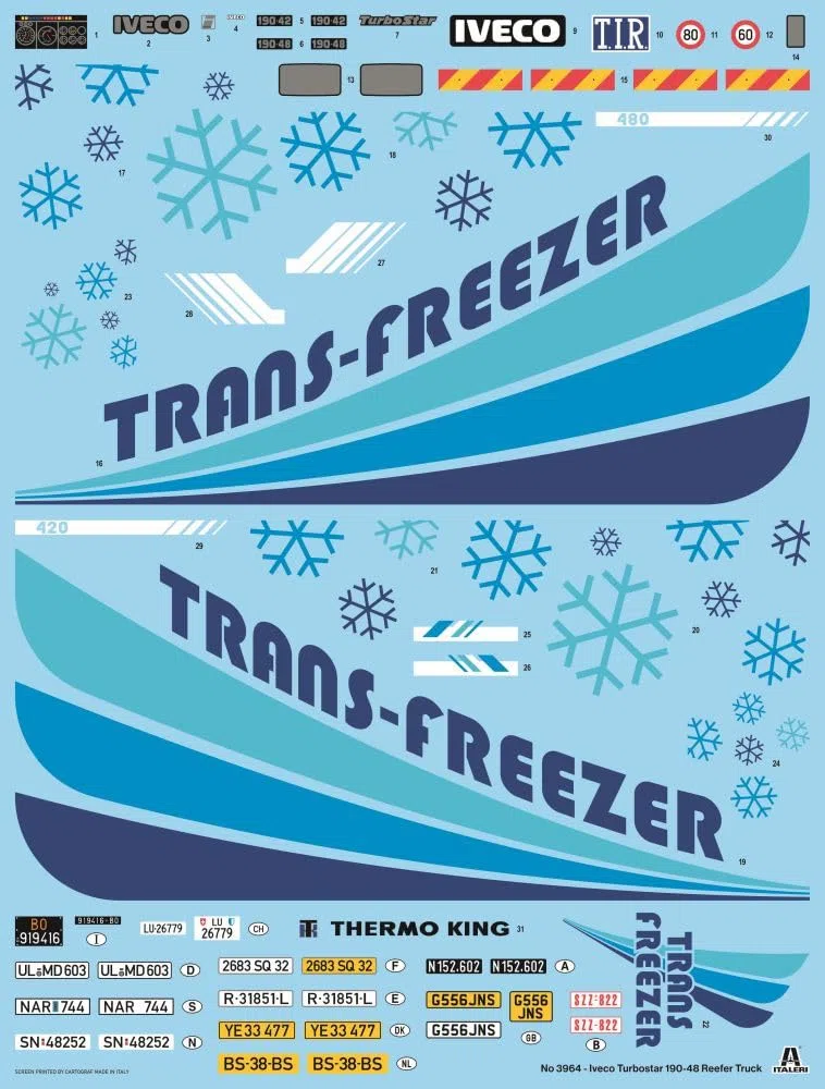 Italeri 3964 Turbostar 190.48 Reefer Truck, scala 1:24, Plastic Model Kit/Modello in plastica da montare