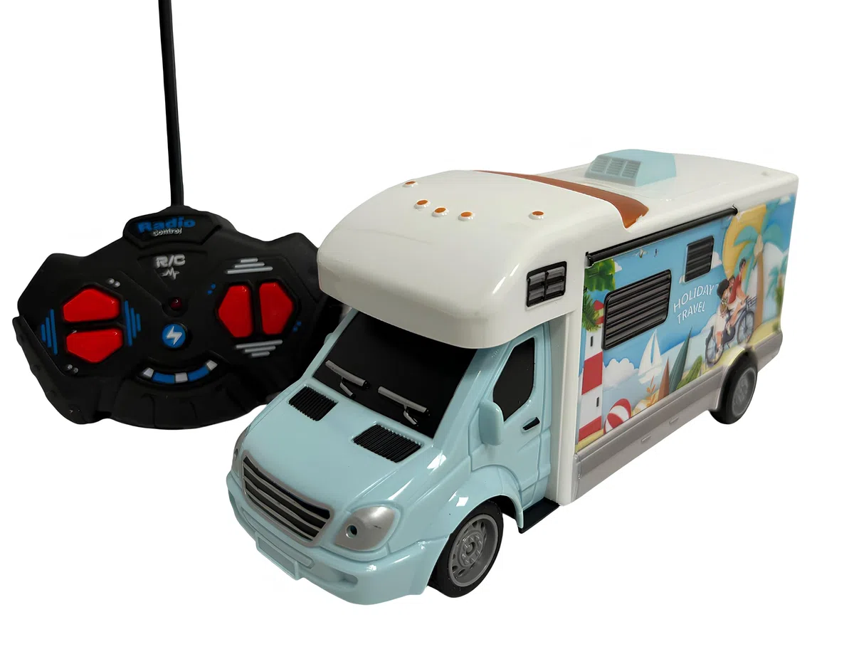 Camper Giocattolo Telecomandato con Luci Scala 1:32 per Bambini Motorhome Radiocomando Camion Telecomandato con Luci Ruote Gommate Modellino Camper Touringcar Auto Caravan Roulotte Giocattolo Pulmino