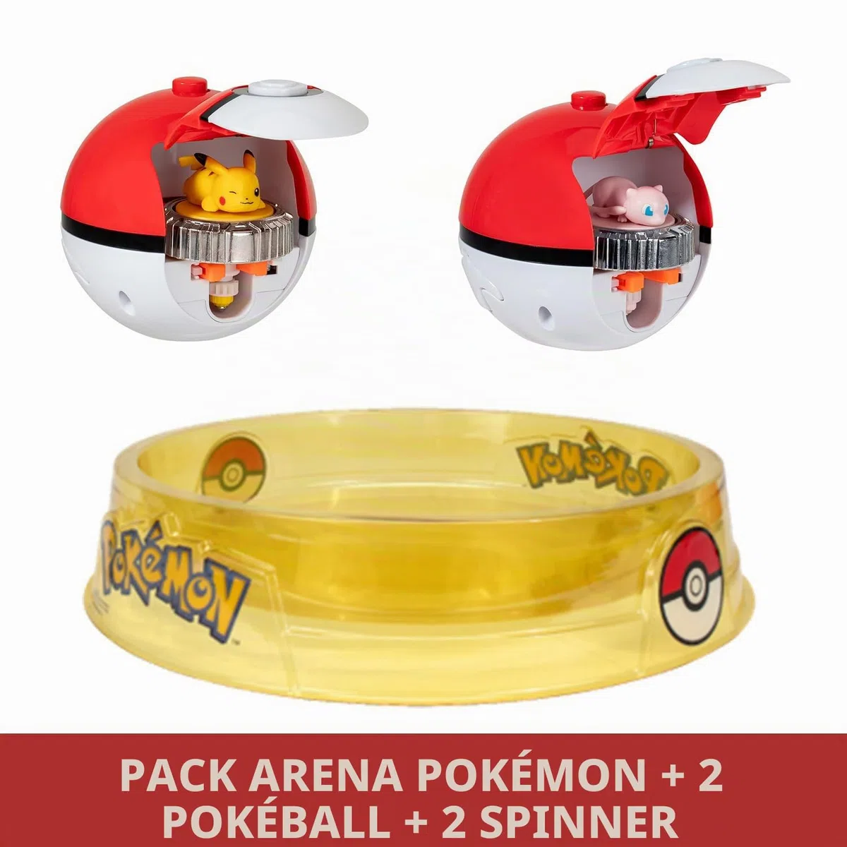 Arene Pokémon et 2 Toupies - BANDAI - JW4403 - Pikachu vs Mewtwo