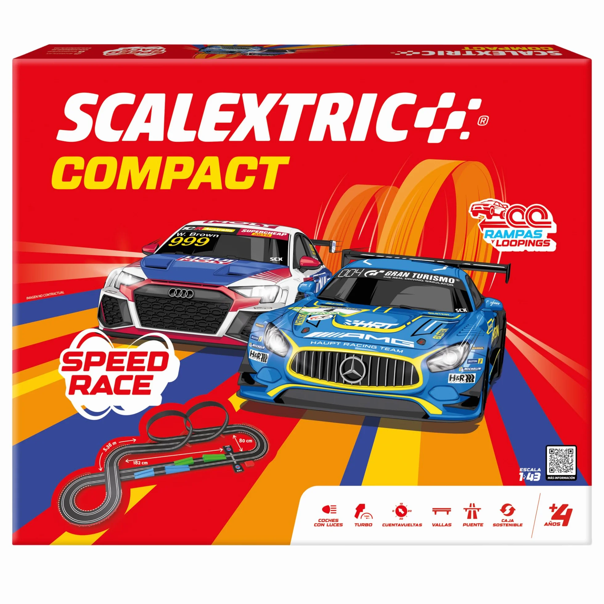 SCALEXTRIC - Circuito Compact - Traccia completa - 2 Auto incluse - Scala 1:43 (Circuito Compact Speed Race)