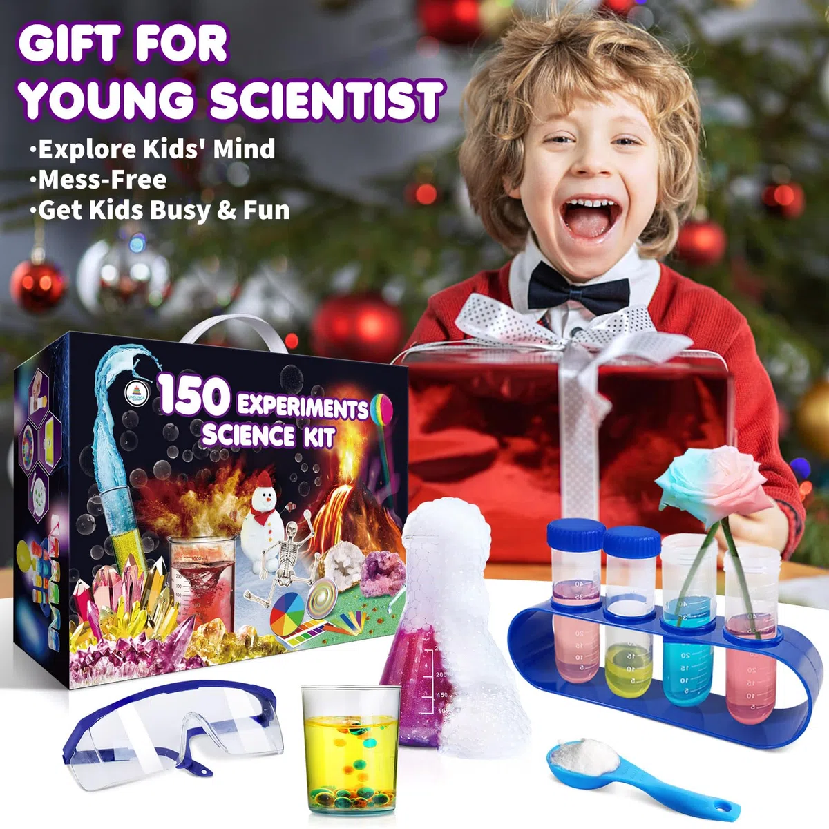 UNGLINGA 150 Esperimenti Scientifici per Bambini, Idee Regalo di Compleanno per Bambini e Bambine, Giocattoli Educativi Stem Strumenti Scientifici, Laboratorio di Chimica, Vulcano Giocattolo
