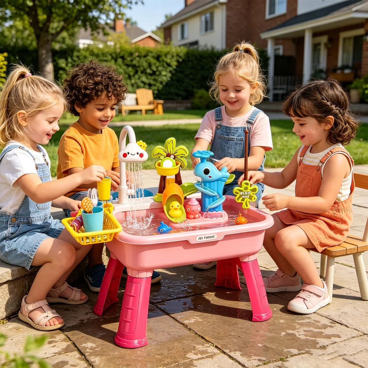 Lavello Giocattolo per Bambini con Acqua Corrente,Tavolo D'Acqua Elettrico A Batteria Con Rubinetto Divertente - Giocattoli da Cucina,Per Bambini 1-5 Anni Gioco Di Ruolo Asilo Scuola 'Infanzia Giardin