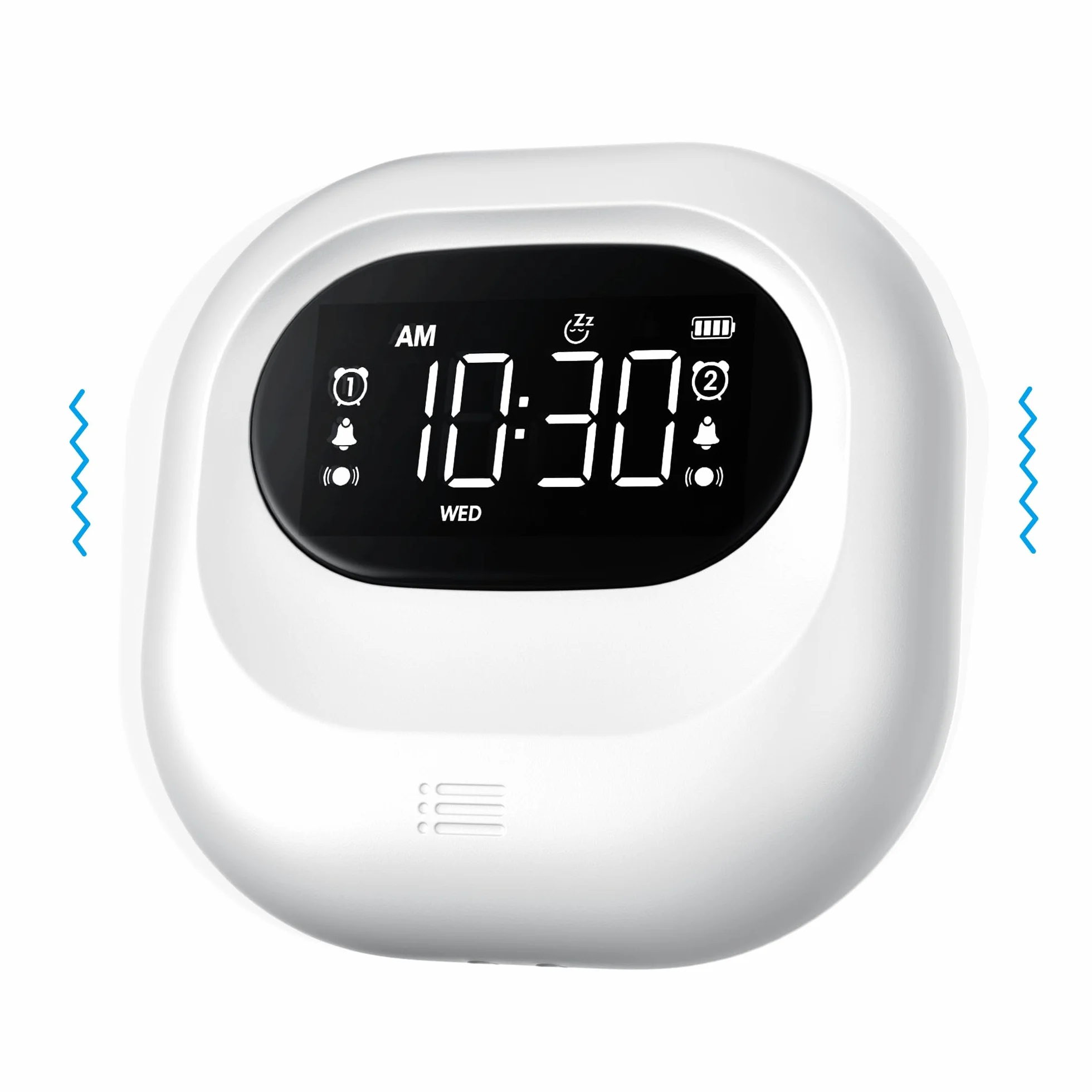 Sveglia vibrante per sonno profondo, sveglia a batteria sotto il cuscino, vibrazione regolabile, senza fili, doppio allarme, retroilluminazione, orologio digitale portatile per non udenti