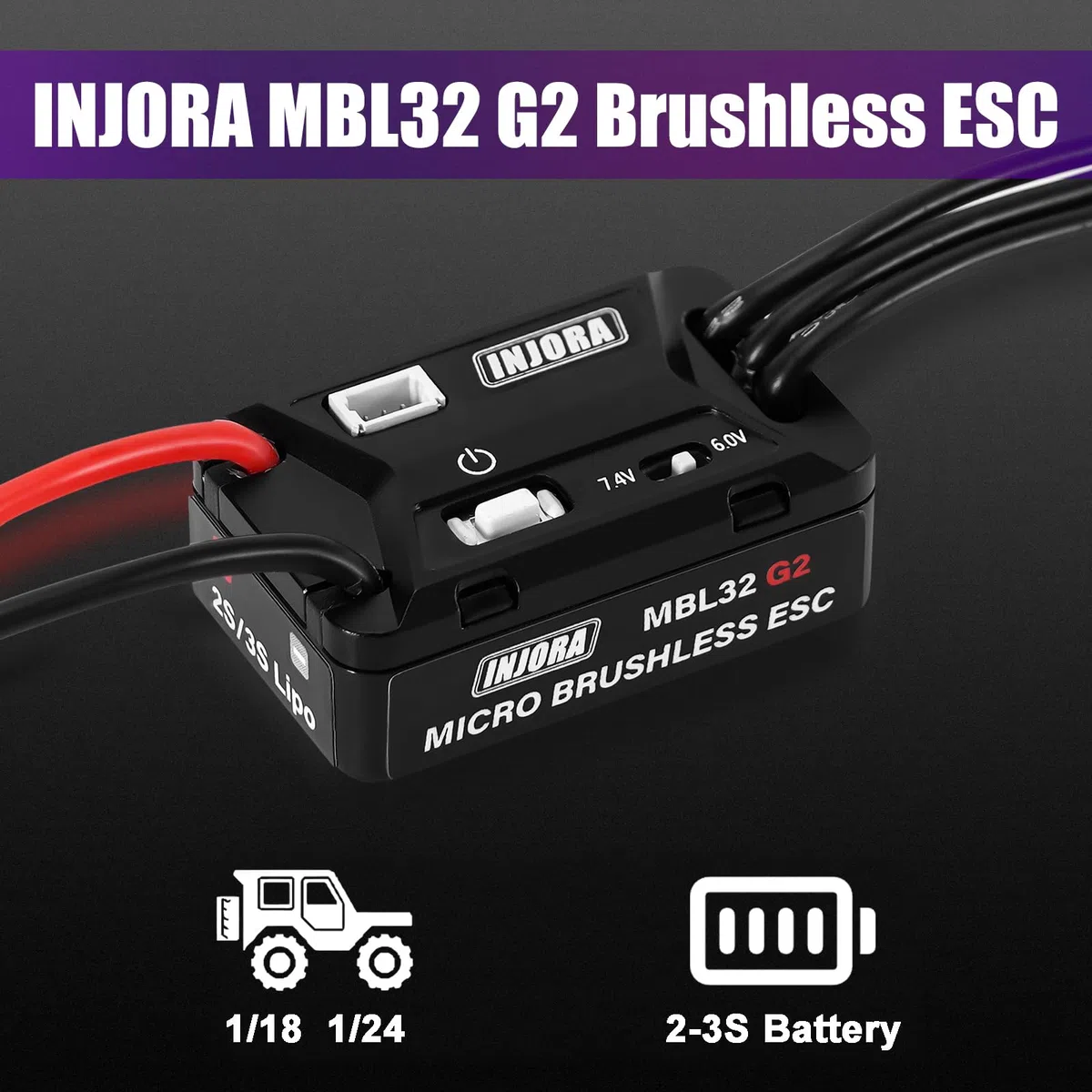 INJORA MBL32 G2 ESC Brushless Impermeabile & Motore Outrunner 1721 Purple Viper per 1/18 TRX4M Ascent-18