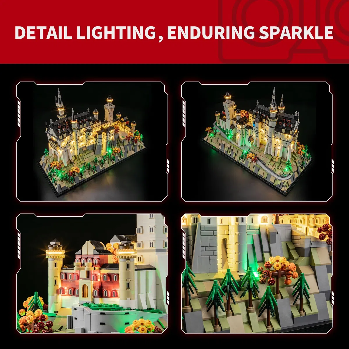 BRIKSMAX Kit di luci 2.0 compatibile con Lego Architecture Neuschwanstein Castle 21063 - Kit di illuminazione a LED (solo accessori), tecnologia per nascondere i cavi per display, regali e
