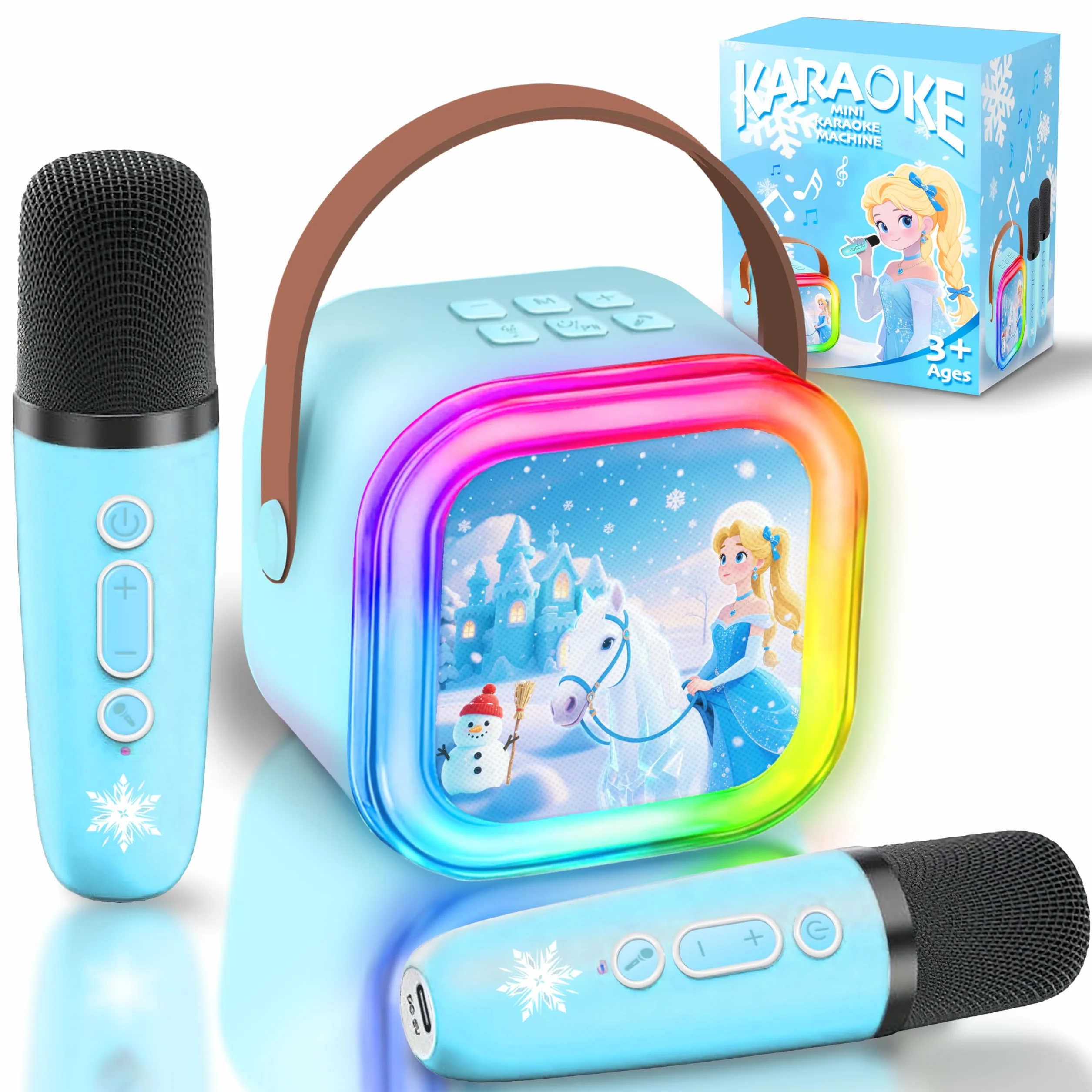 Karaoke per Bambini con 2 Microfoni Wireless Bluetooth Cassa, Regalo Giochi Bambina 3-7 Anni