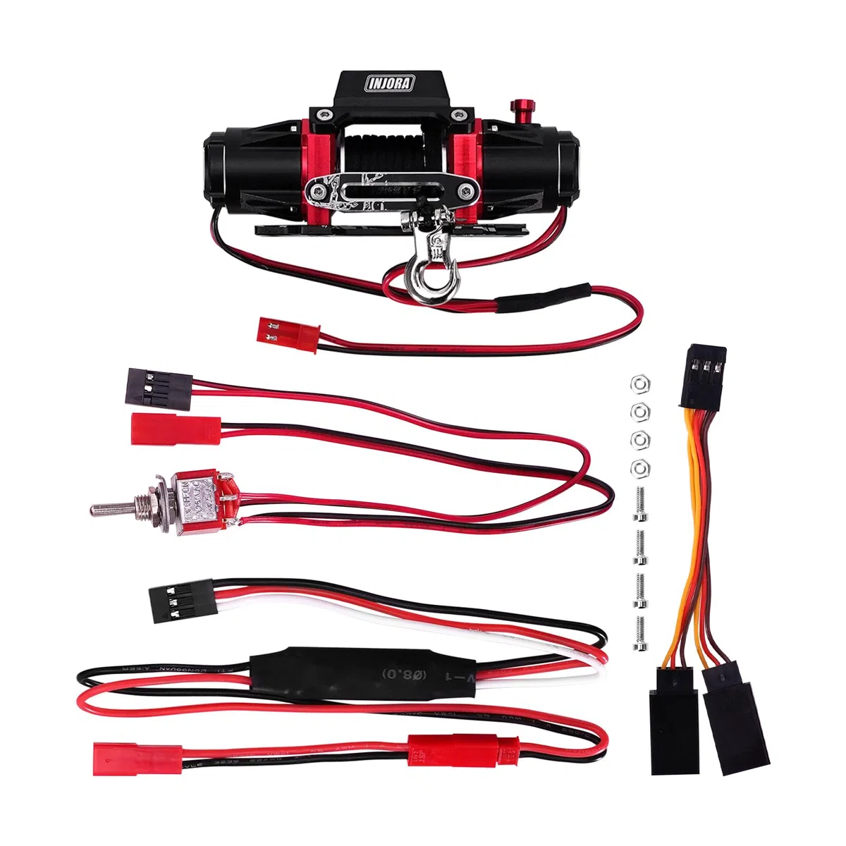 INJORA Verricello Simulato in Metallo con Doppio Motore per Upgrade Crawler RC in Scala 1/10 SCX10 TRX4