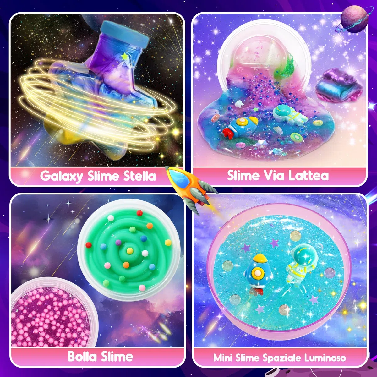 iKidiki Slime per Bambini, Giochi Bambina 6 7 8 9 10 11 12 Anni Femmina Galaxy Slime Fluffy Regalo Bimba 6-12 Anni Femmina Slime Kit Lavoretti Creativi per Bambini Giocattoli Bambina Bambino 6-12 Anni