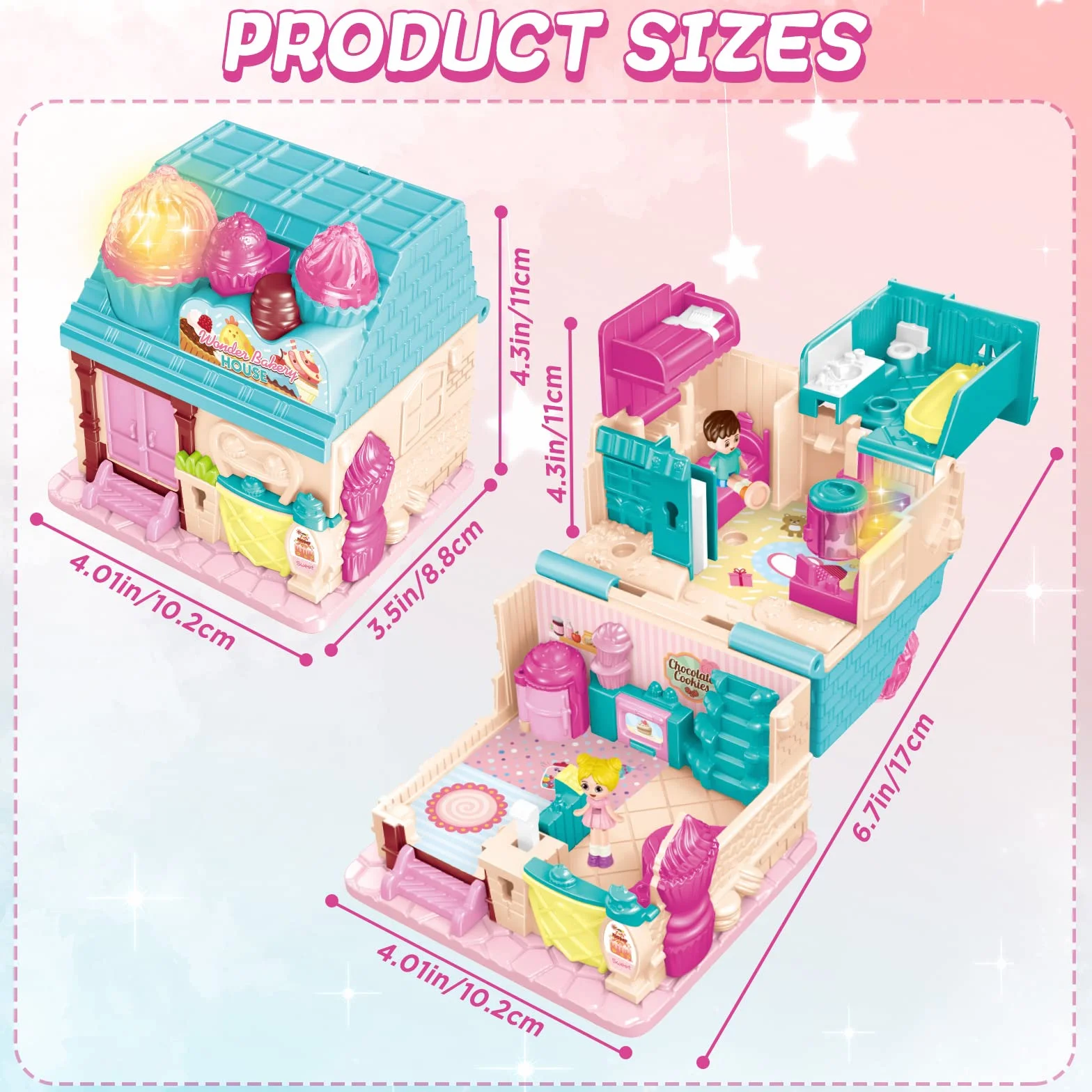 deAO Casa delle Bambole,Casa in Miniatura,Mondo dei Panifici,Mini casa delle Bambole da asporto,Adatto a Partire dai 3 Anni,Regalo di Compleanno di Natale