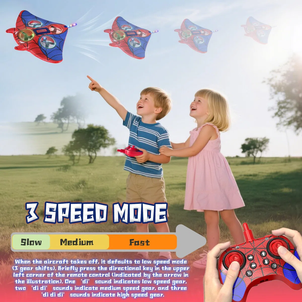 PATEMZON Aereo Telecomandato, 2,4 GHz Aereo Radiocomandato con Luci a LED, RC Aerei Giocattolo Drone con Volo Stazionario Automatico Rotazione 3D, Aeroplano Giocattolo Regalo per Bambini