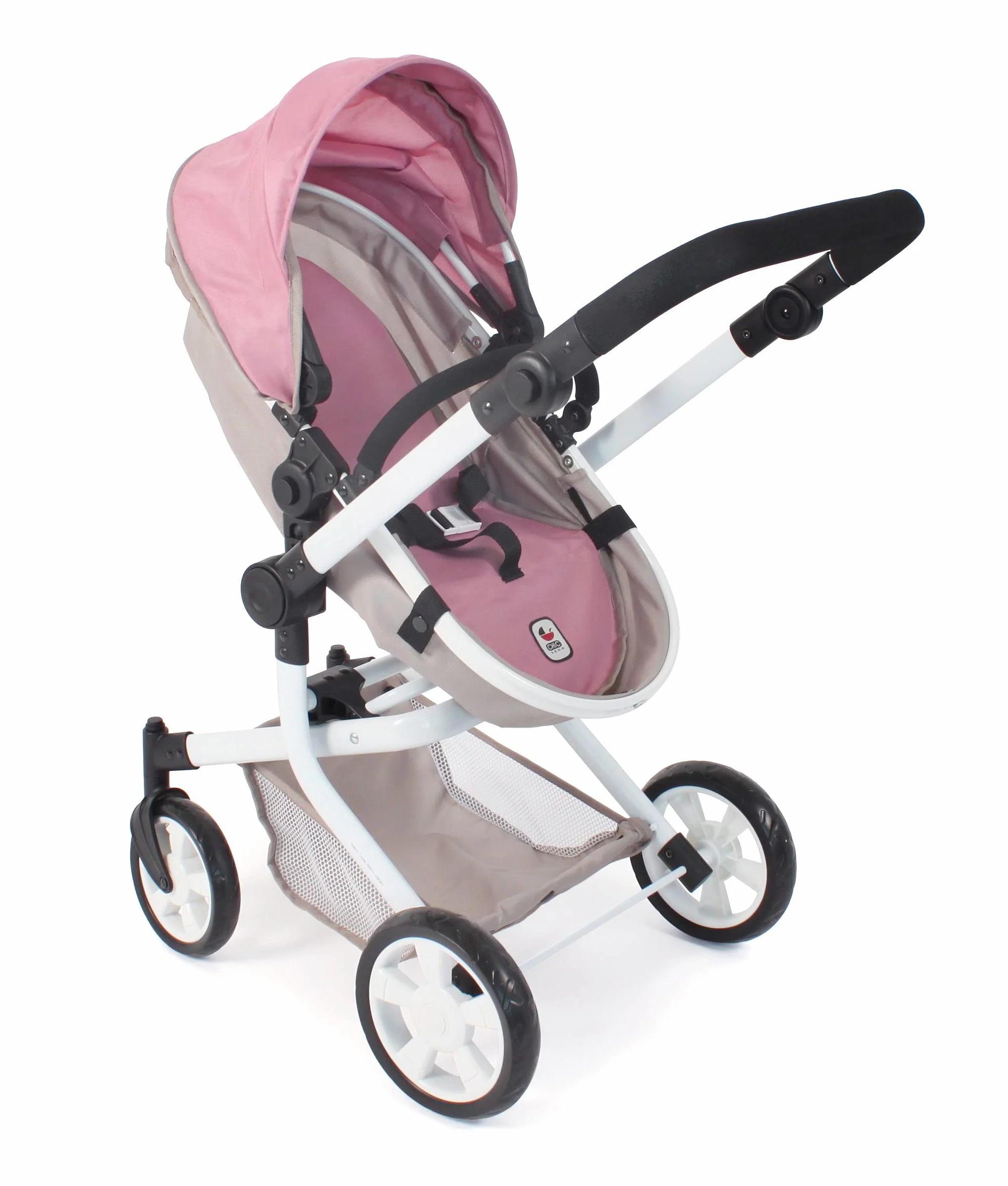 Bayer Chic 2000 - Passeggino per bambole Mika, passeggino combinato 2 in 1 per bambini dai 4 agli 8 anni, passeggino per bambole fino a 52 cm, orsetto, rosa, 73 x 41 x 82 cm