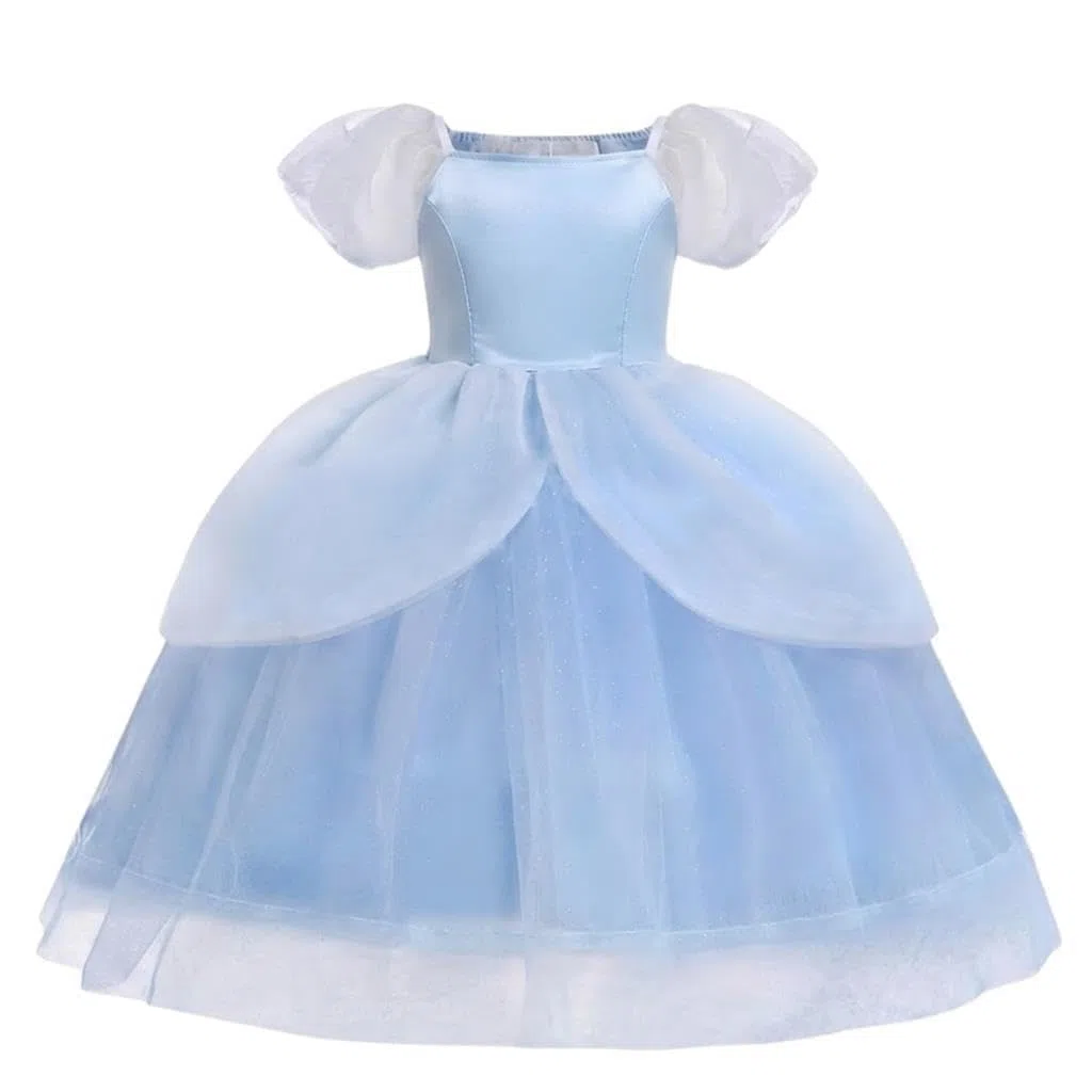 Lito Angels Vestito Costume da Principessa Cenerentola con Guanto per Bambina Ragazza Taglia 2-7 Anni, Blu